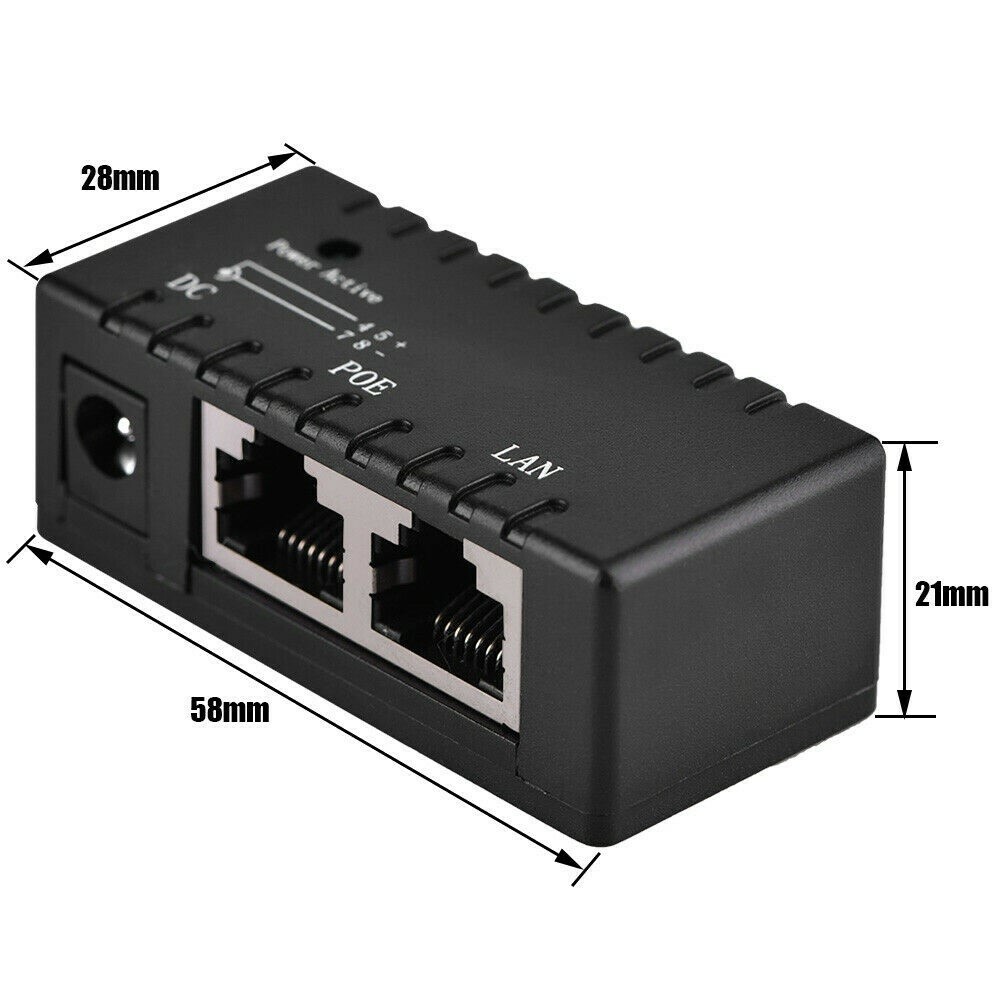 POE Injector Passive for IP Camera VoIP Phone Netwrok AP Device 5V-52V +12V-1A
