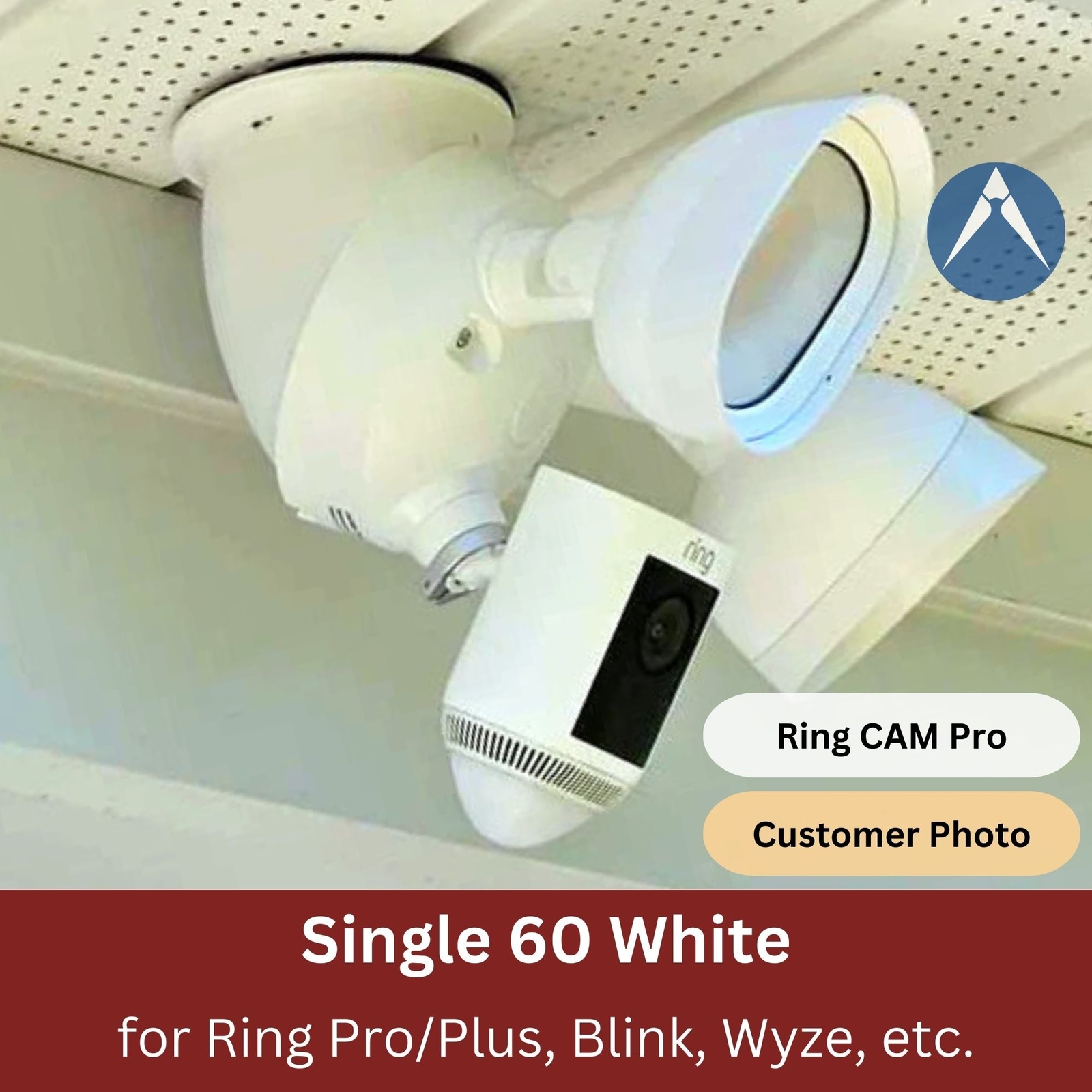 60-deg Soffit Mount for Floodlight Cameras – Ring Pro/Plus, Blink, Wyze & more