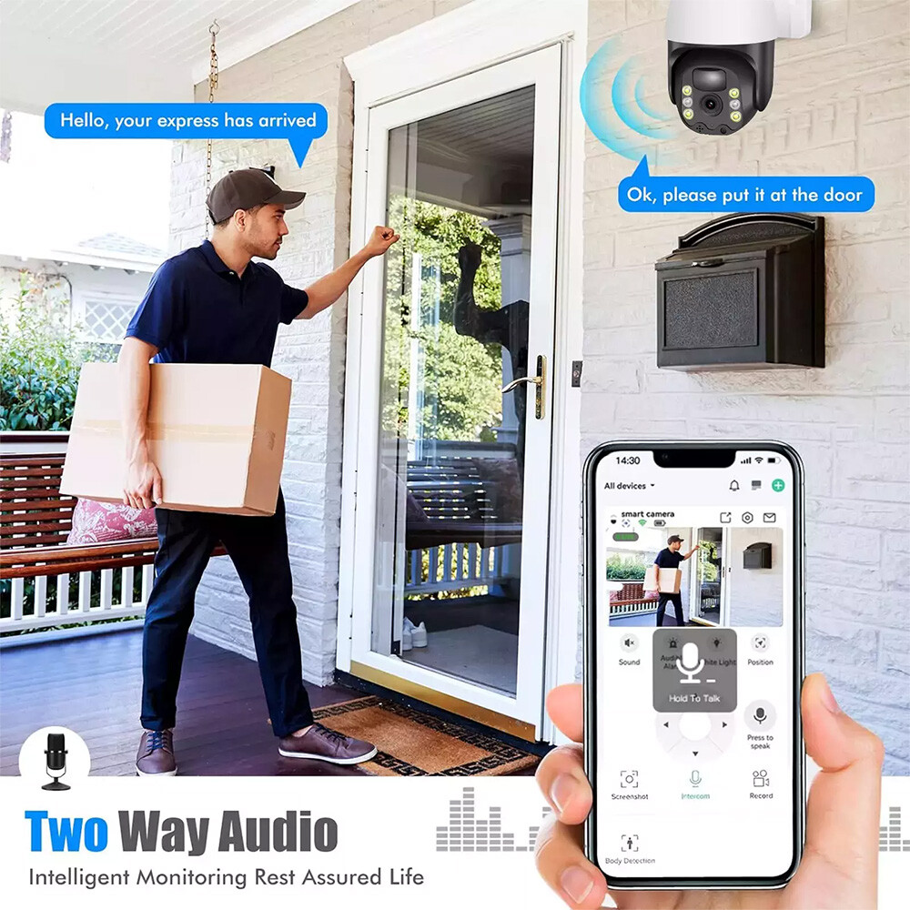 4 Pack WiFi6 Solar Battery Powered Wireless Security Camera Sys Outdoor 3MP PTZ