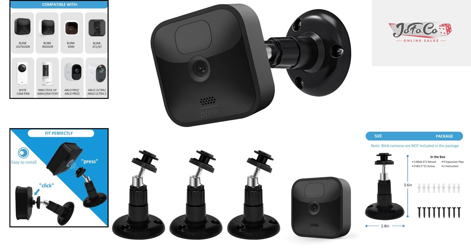 Sleek Black Blink Security Camera Mounts – 3 Pack, Hassle-Free Installation
