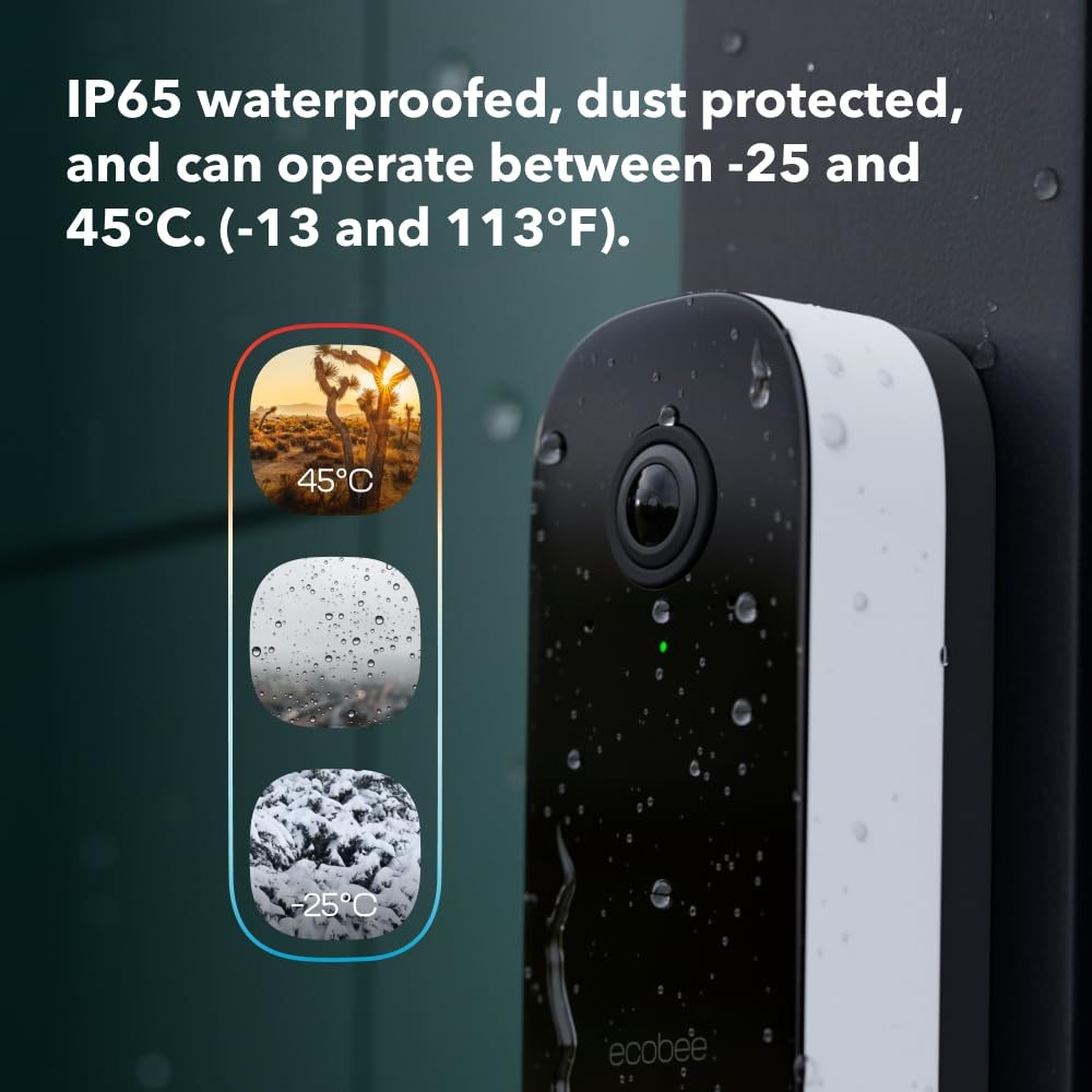 ecobee Smart Video Doorbell Camera (Wired) – with Industry Leading HD Black