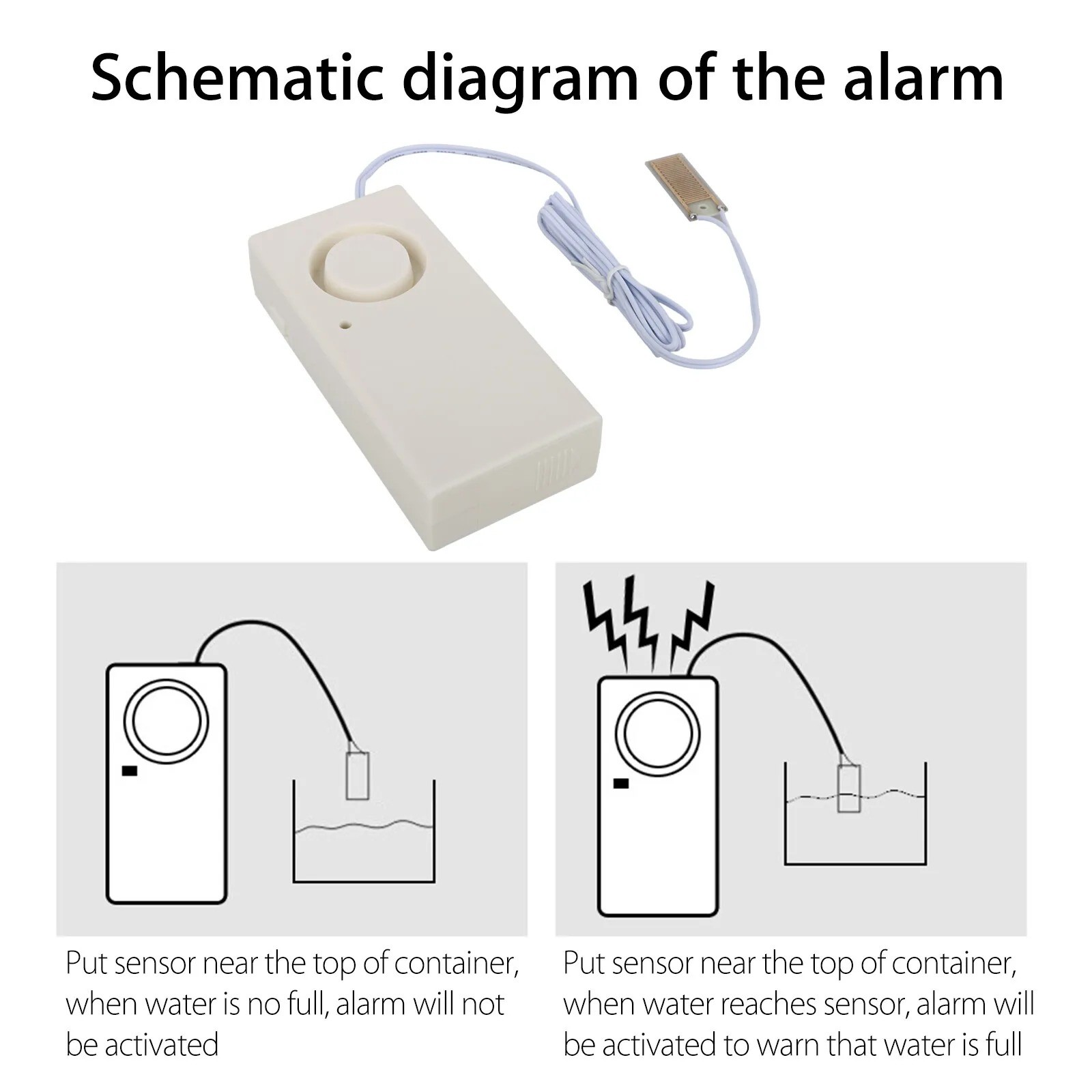New Water Leak Alarm Flood Level Overflow Detector Sensor Home Security Alert