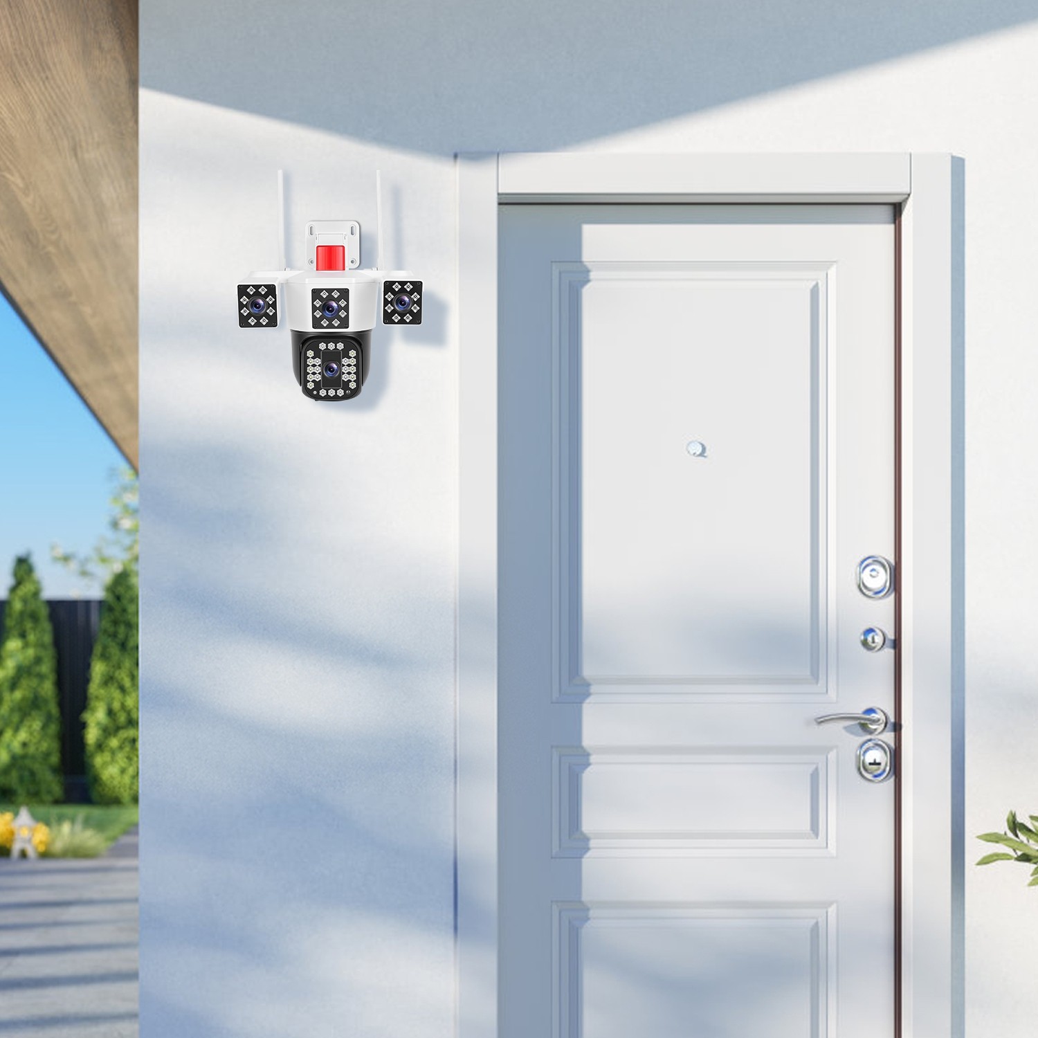 4-Lens Security Camera 360° View WiFi Pan&Tilt Color Night Vision Remote