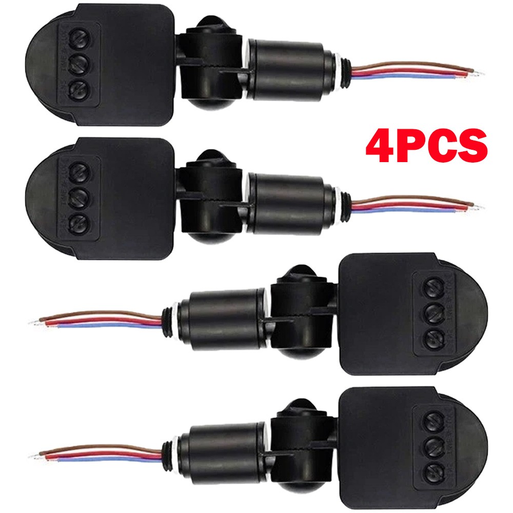 4x Black DC12V 180° LED Auto Infrared PIR Motion Detector Wall Light Switch NEW