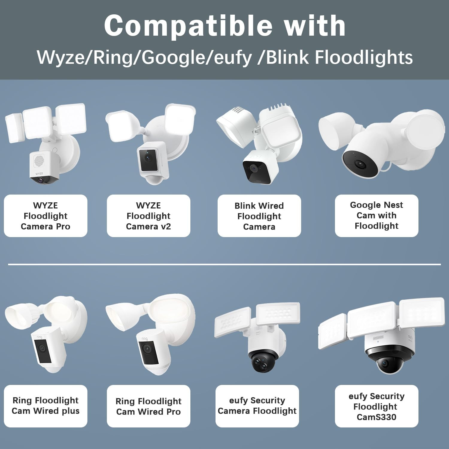 Plug-In Mount for Floodlight Cams with 30Ft/9M Weatherproof Power Cable for Floo