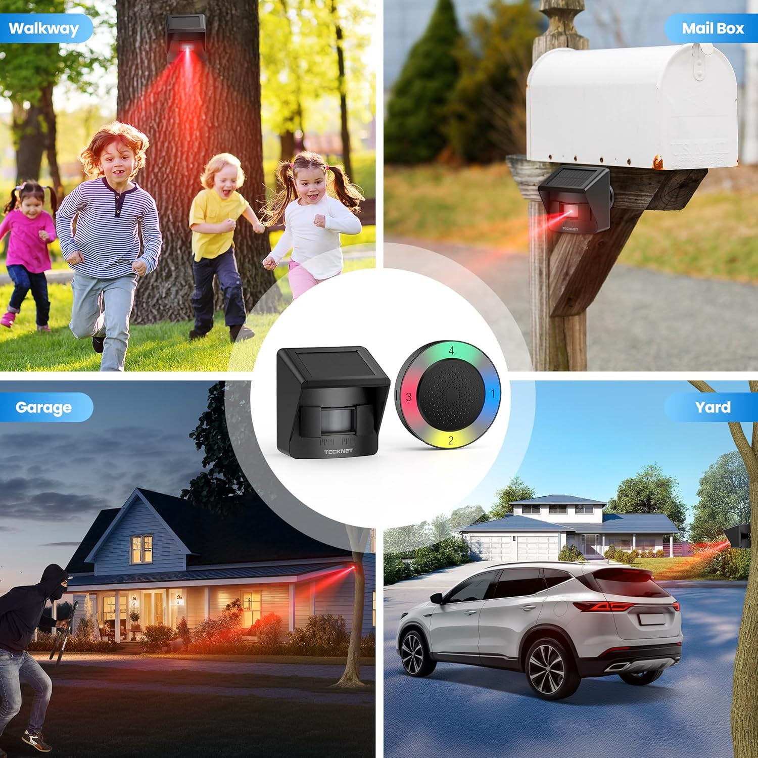 Solar Wireless Driveway Alarm with 2600FT Long Range 36 Melodies 5 Volumes …