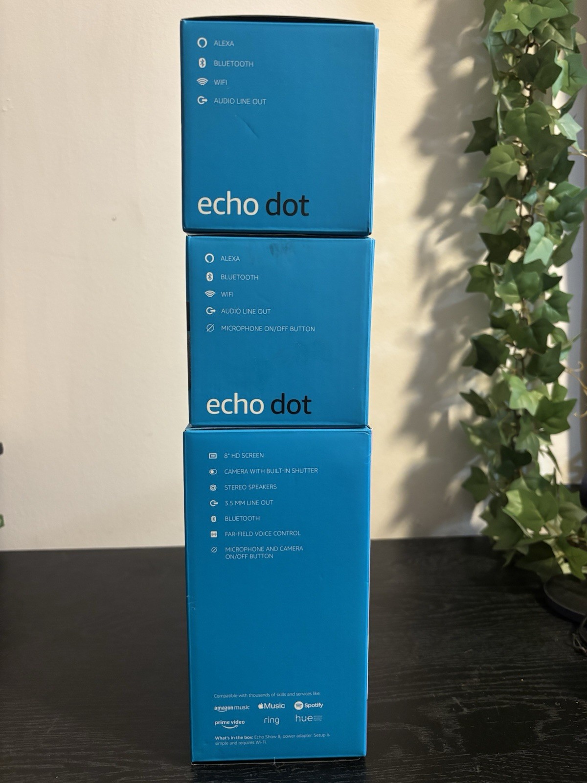 Echo Show 8 & 2 Echo Dot 3rd Generation Bunbdle of 3 BRAND NEW Fast Ship SEALED