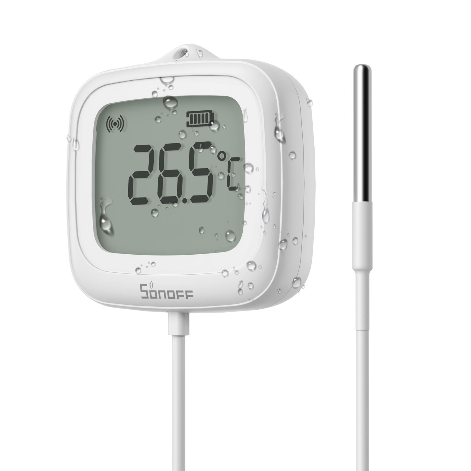 SONOFF SNZB-02LD IP65 Zigbee LCD Smart Thermometer with Probe, APP Voice Control