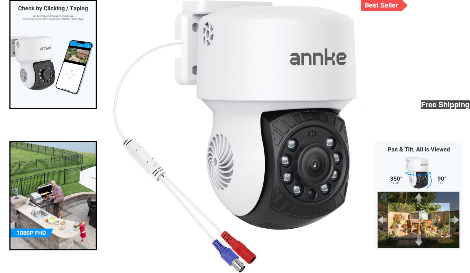 AHD 1080P Home Security Camera with 100ft IR Night Vision & Wide Compatibility