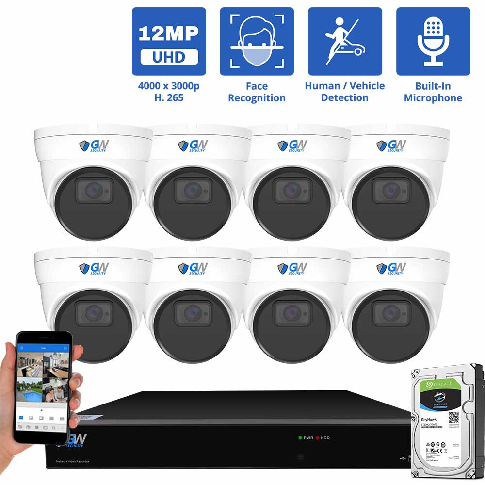 16 Channel 8 X 12MP 6K Face/Human/Car Smart AI PoE Dome Security Camera System