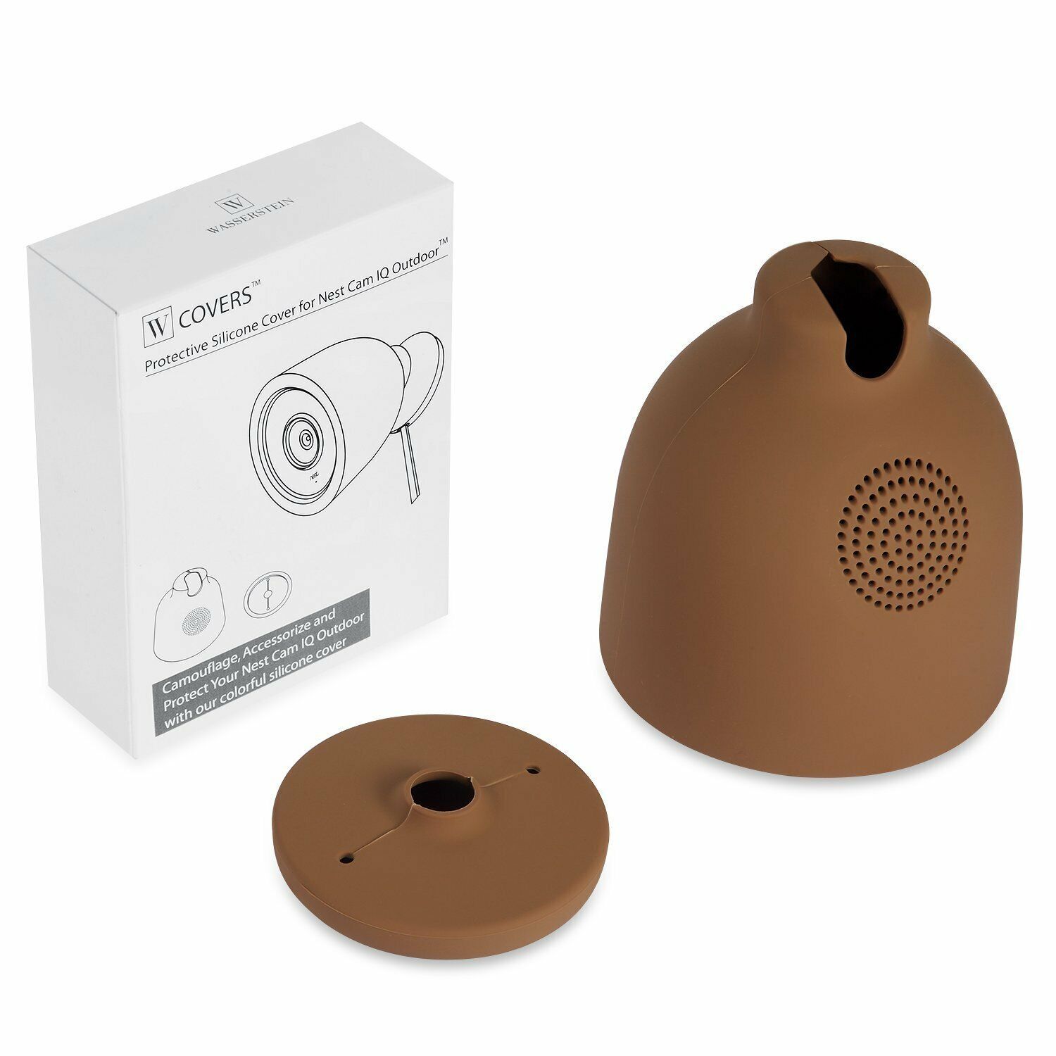 Nest Cam IQ Outdoor Protective Silicone Cover by Wasserstein (1 Pack, Brown)