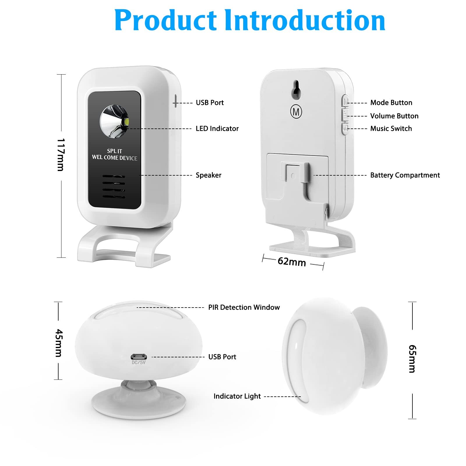 KERUI M7 Door Chime Wireless Business Door Motion Sensor Detector Visitor Alert