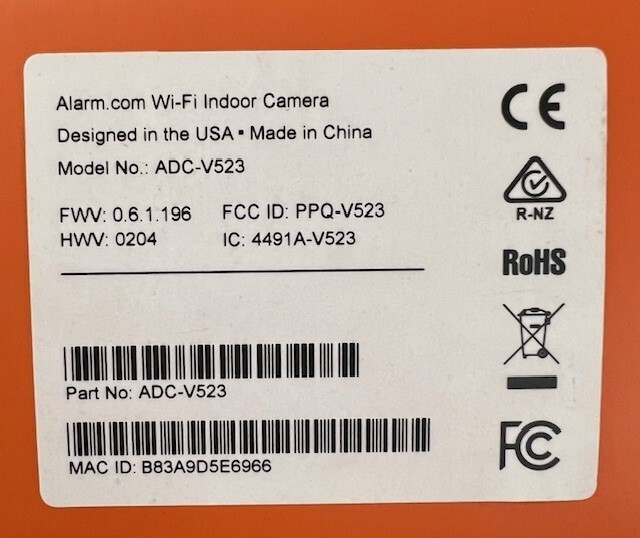ADC-V523 Alarm.com 1080p Indoor Wi-Fi Camera Intelligent Video Wide Angle Audio