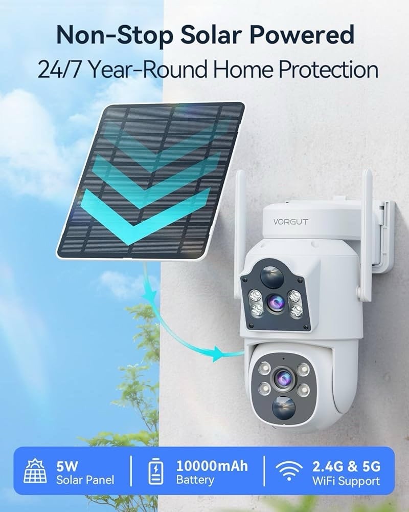 (8PX) Outdoor Wireless Cameras 2pcs 4MP Dual Lens Solar PTZ with 12” Monitor