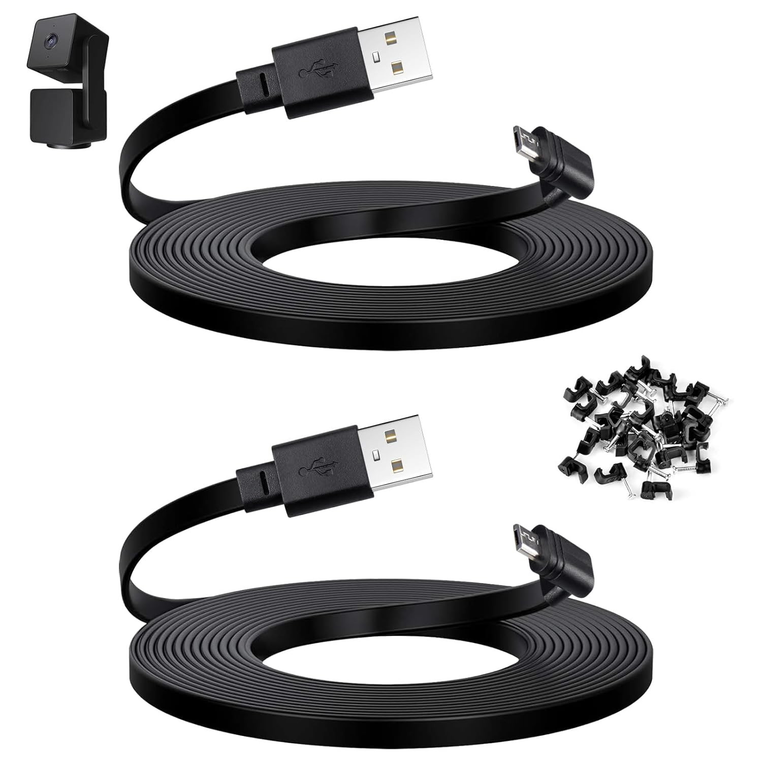 Smays 10 Ft Cable for WYZE Cam Pan V3 Camera, Long Micro USB Flat Power Cord, 90