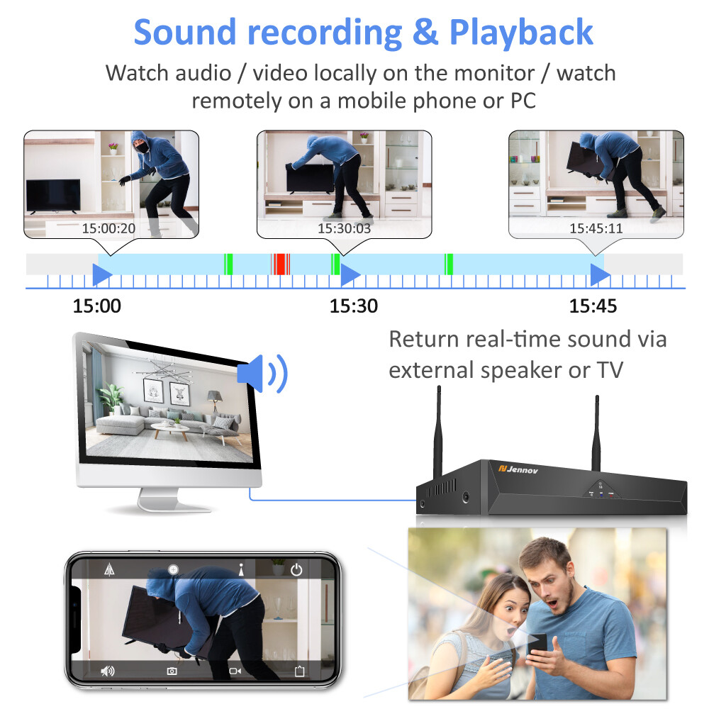 5MP 3K PTZ Motion Detection Camera System 10CH NVR WiFi Outdoor Real Time Alert