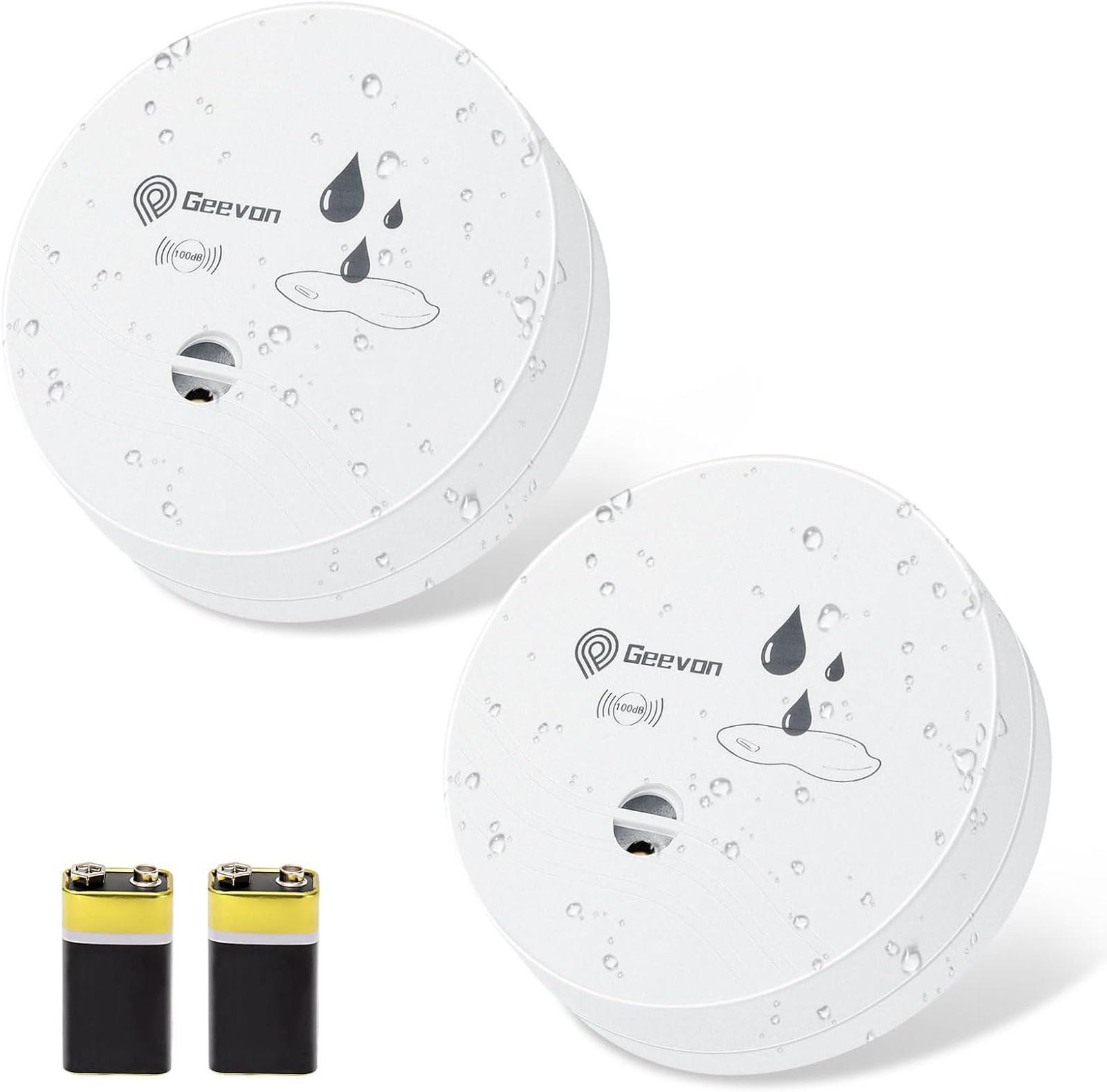 Water Leak Detectors 2 Pack 100dB Noise Flood Alarm Sensors for Basement