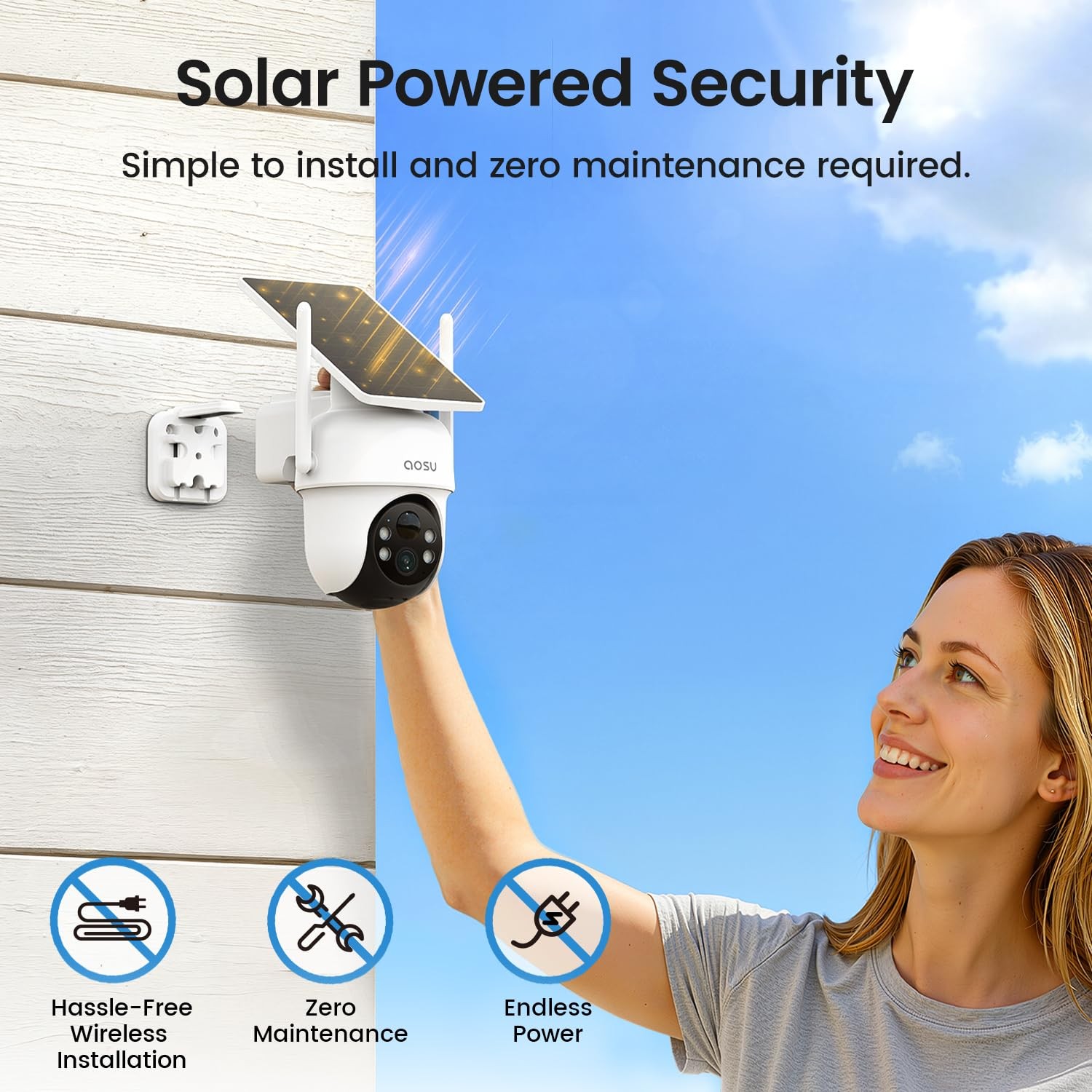 aosu D1 Classic 2-Cam Kit, Security Cameras Wireless Outdoor, Solar Powered