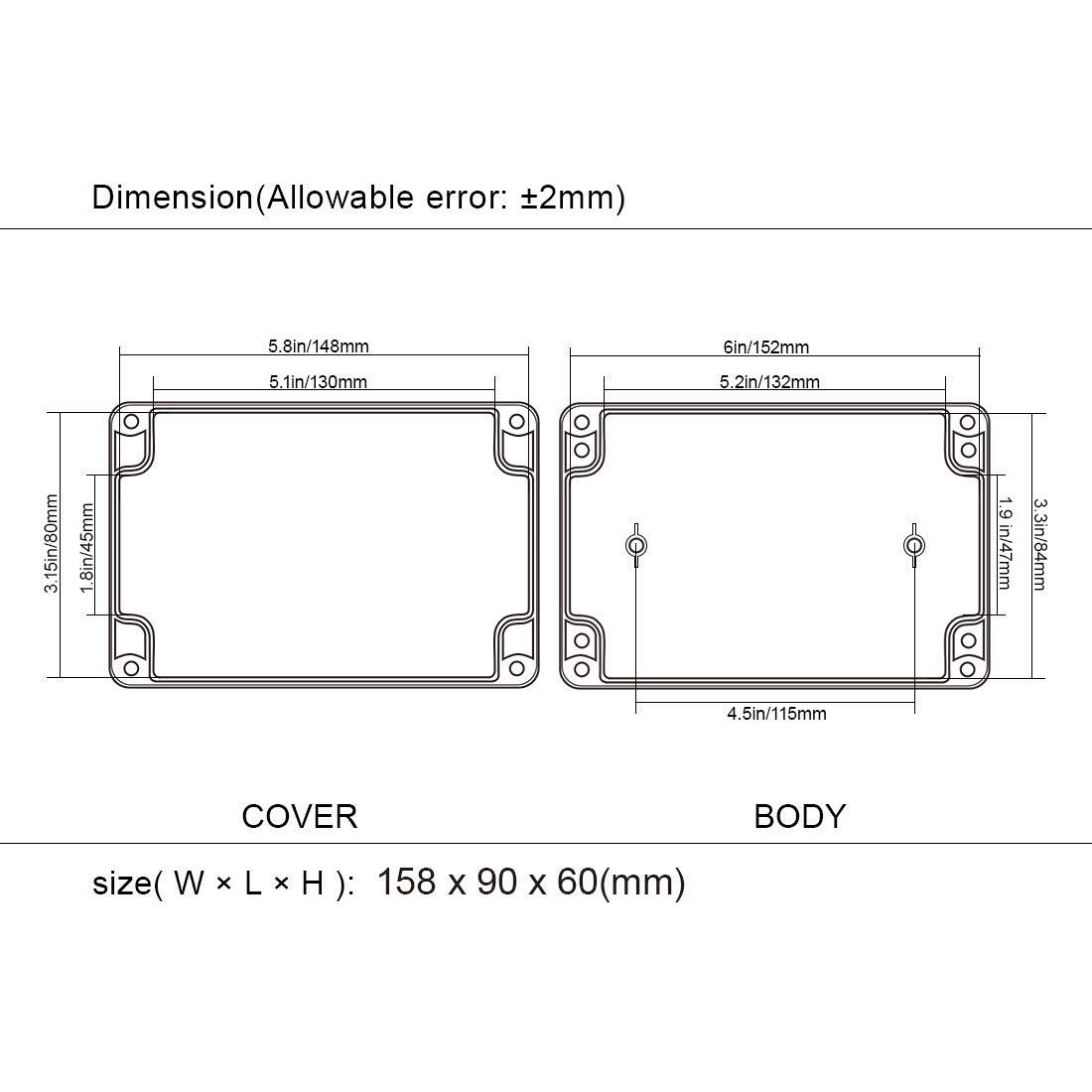 LeMotech Project Box ABS Plastic Junction IP65 6.2″x 3.5″x 2.4″, 1 pack