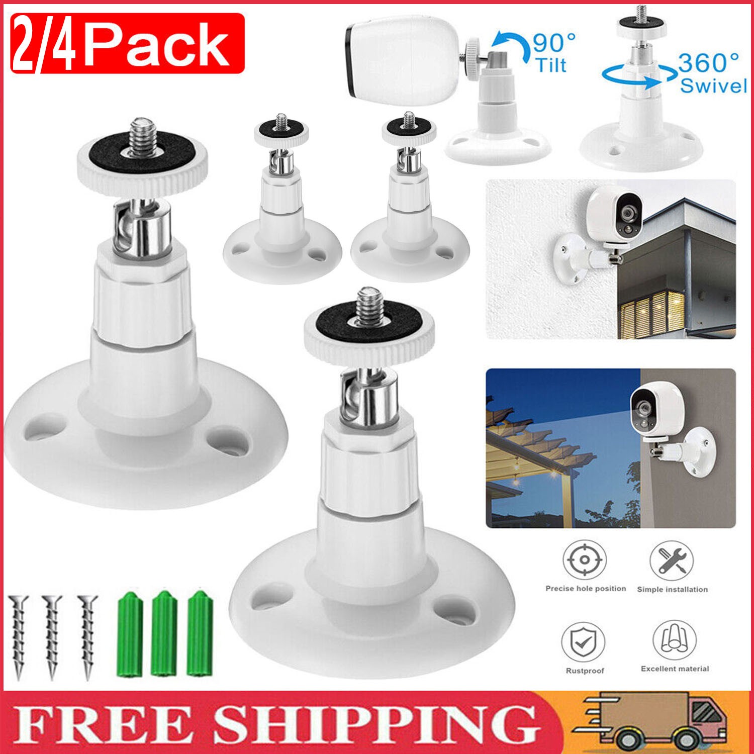 4PC 360° Adjustable Wall Mount for Arlo Pro 4/3/2, Arlo Ultra Eufy Cam 2C Camera