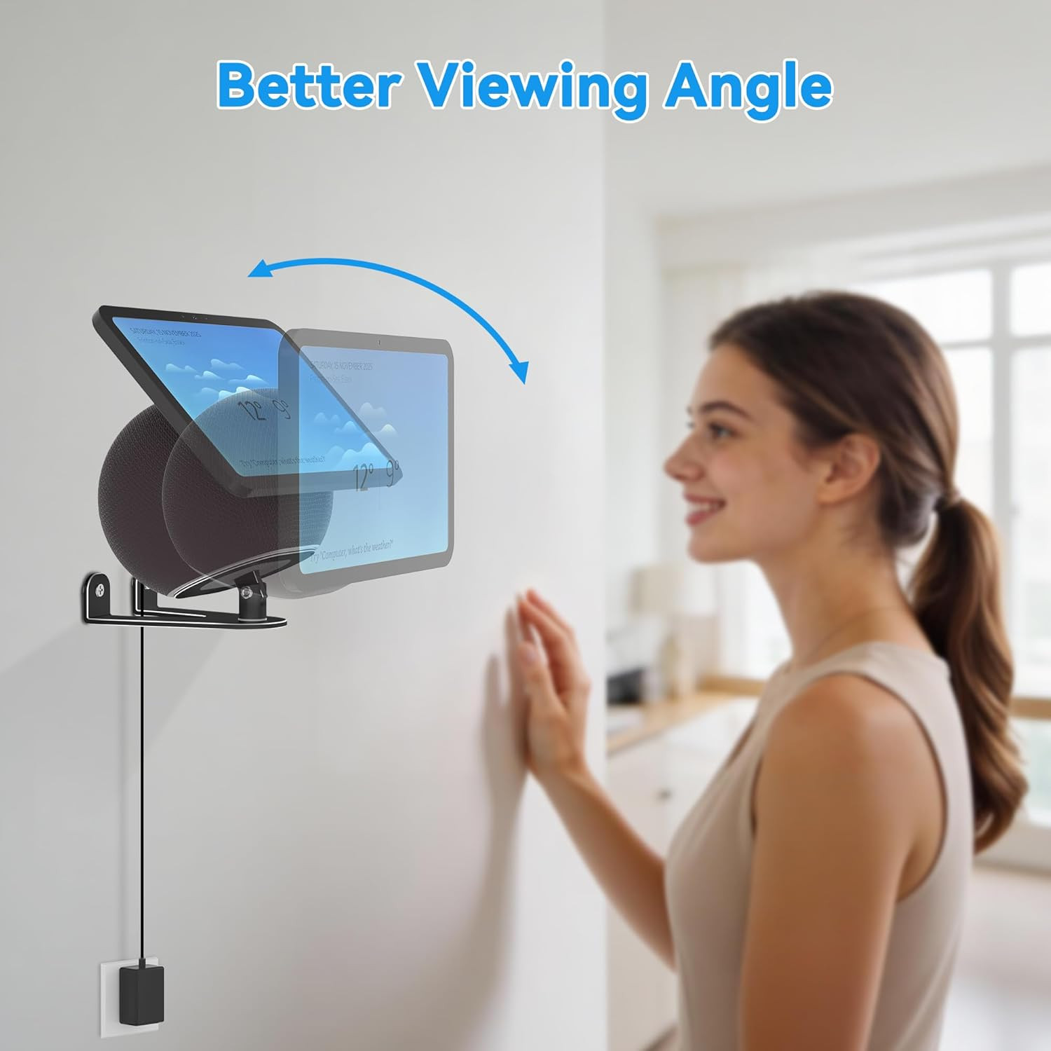 Wall Mount for Echo Show 8 & Echo Show 11 (2025 Release), Adjustable Tilt and Sw