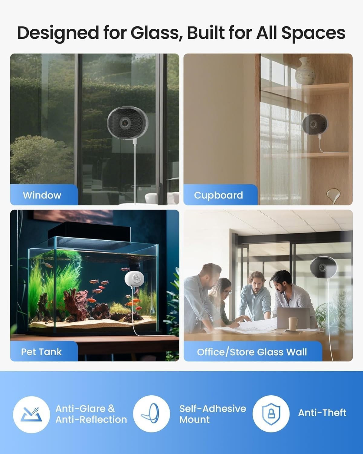 ZOSI Window Security Camera WiFi 2.4/5GHz 3MP Full Color Night Vision Indoor 2K