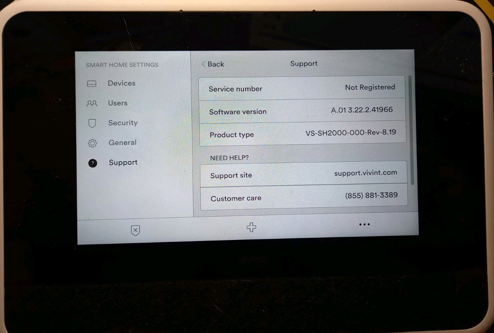 Vivint Smart Hub Control Panel VS-SH2000-C00 Model CP04 w/ Wall Adapter