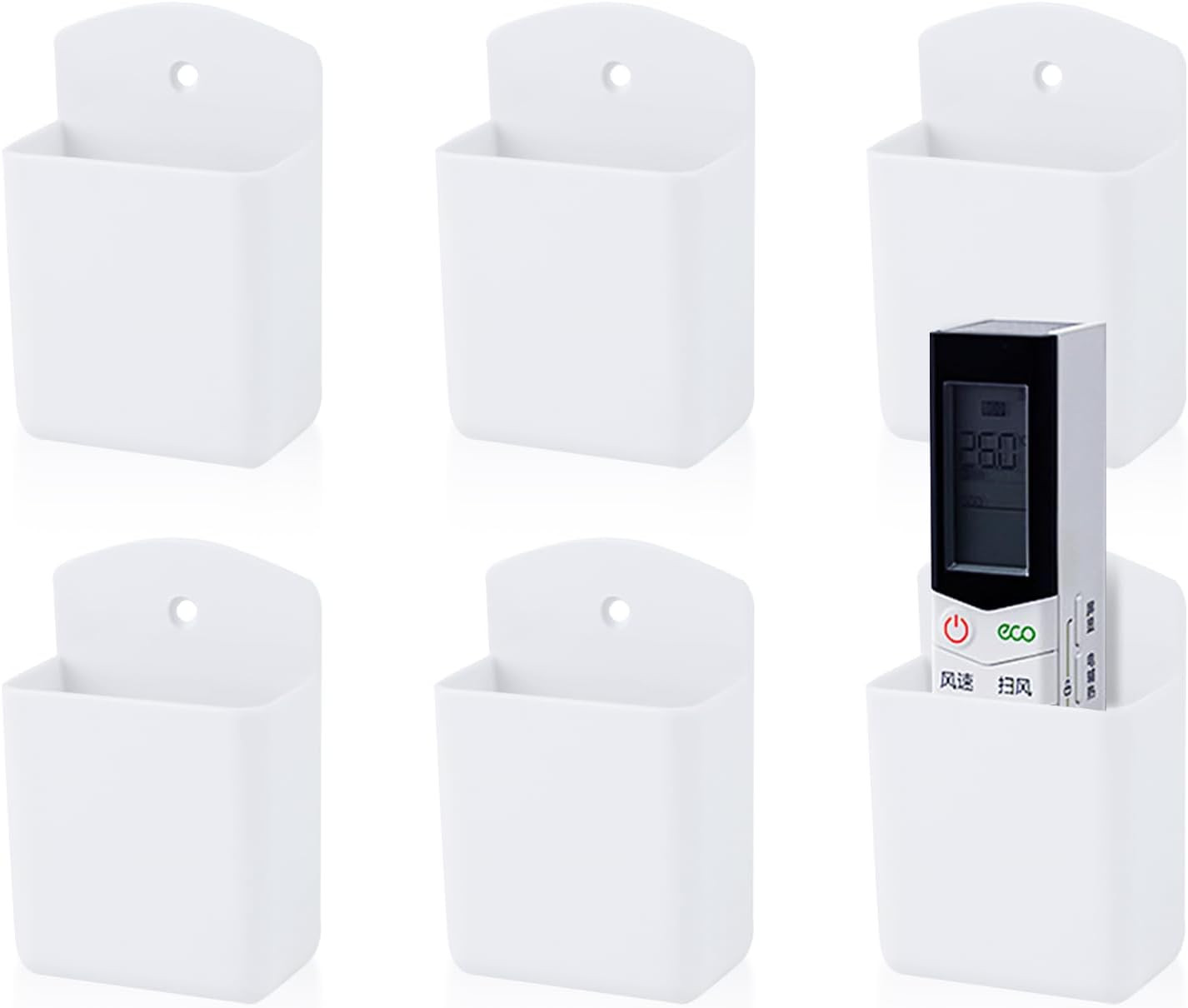 6 Pack Remote Control Holder Wall Mount Self Adhesive Media Controller