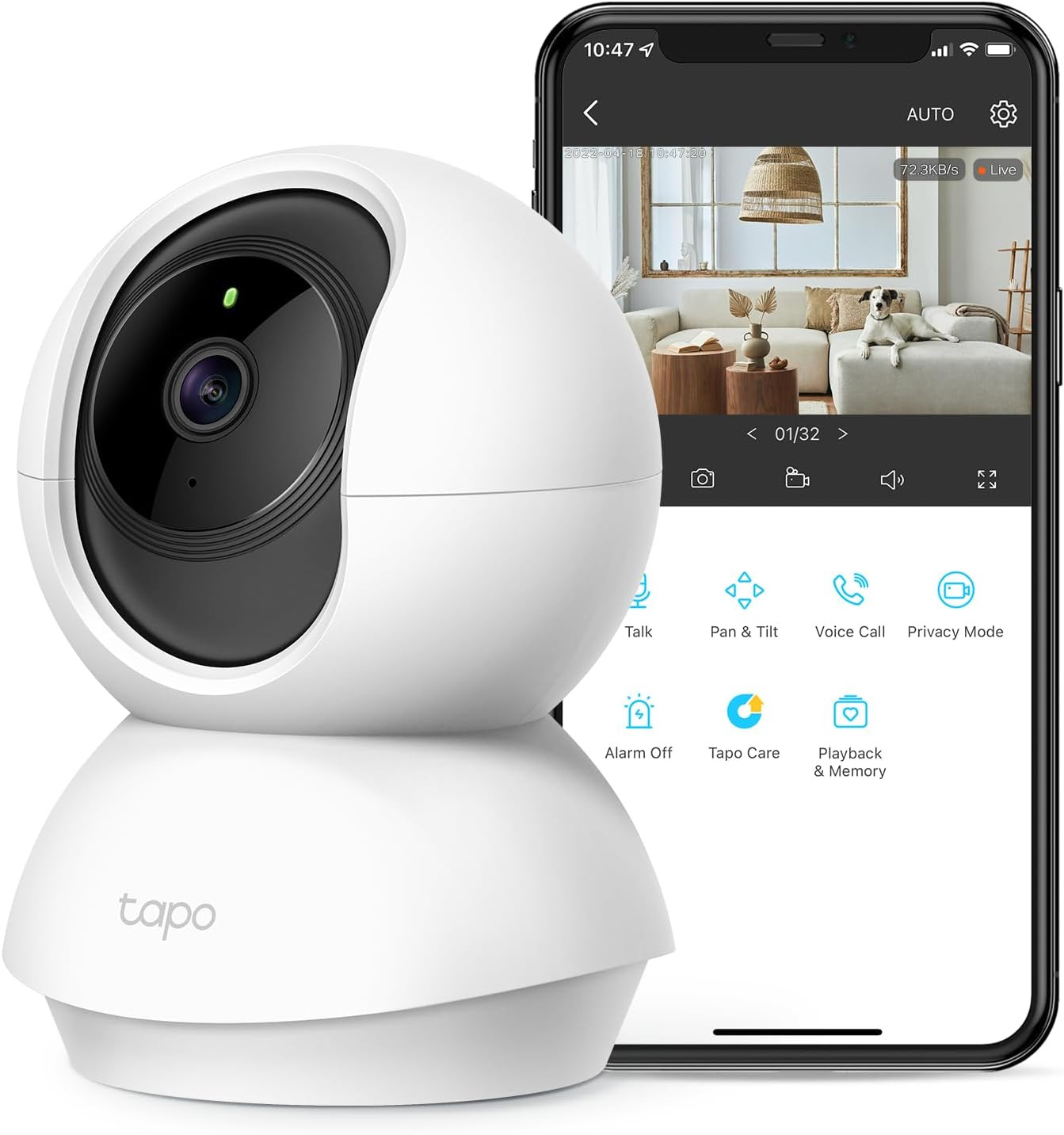TP Link Tapo 2K Pan Tilt Security Camera Baby Pet Monitor Motion Alexa Google