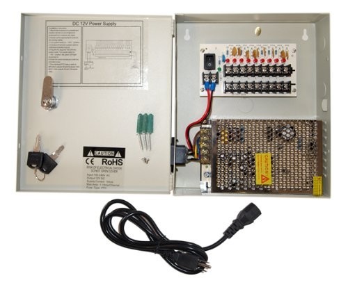 8 CH Channel Power Supply Box CCTV Camera 9 Port 12V + Free 9 Pigtail Dc Jack