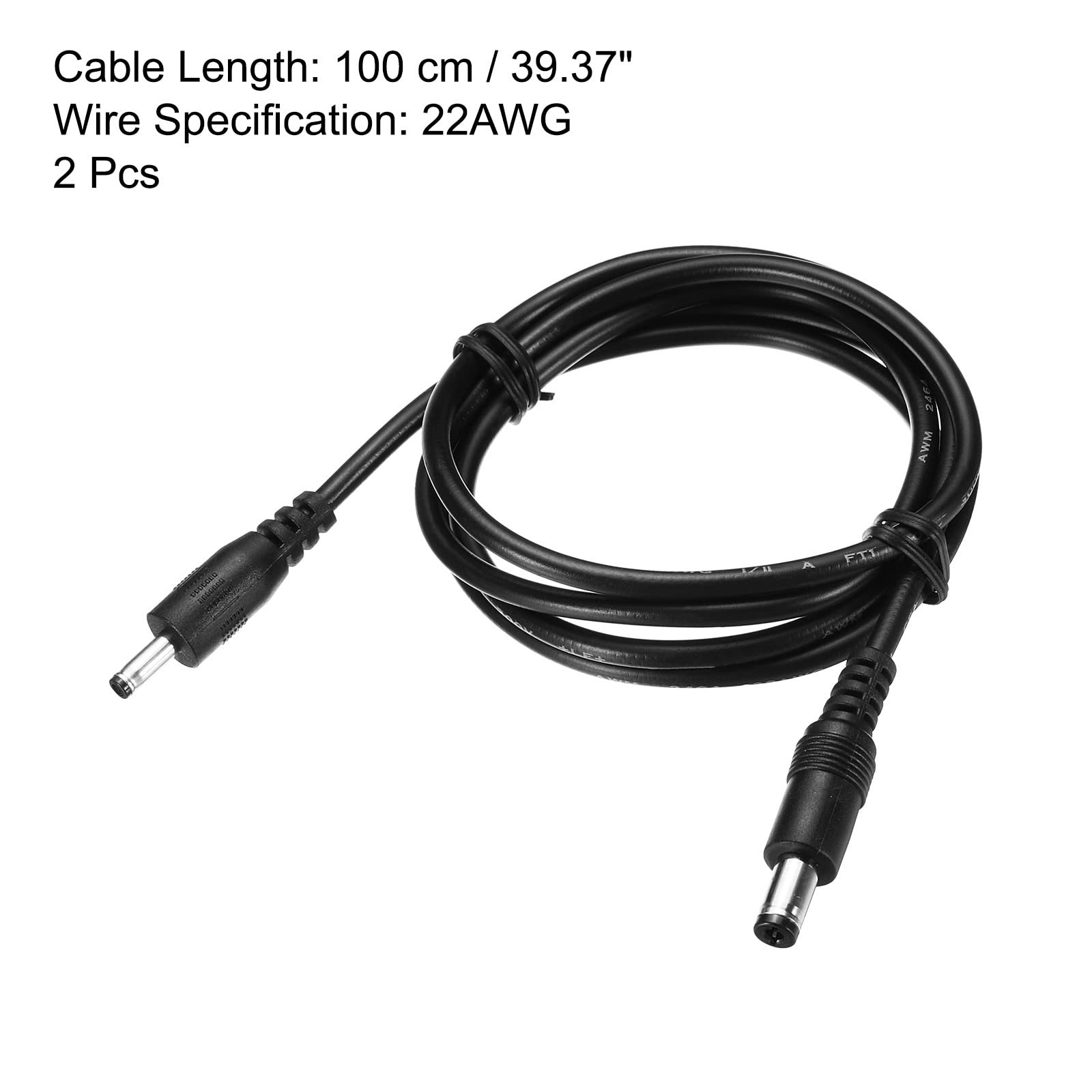 MECCANIXITY DC Extension Cable 5.5×2.1mm Male to 100 cm / 39.37 inches, Black