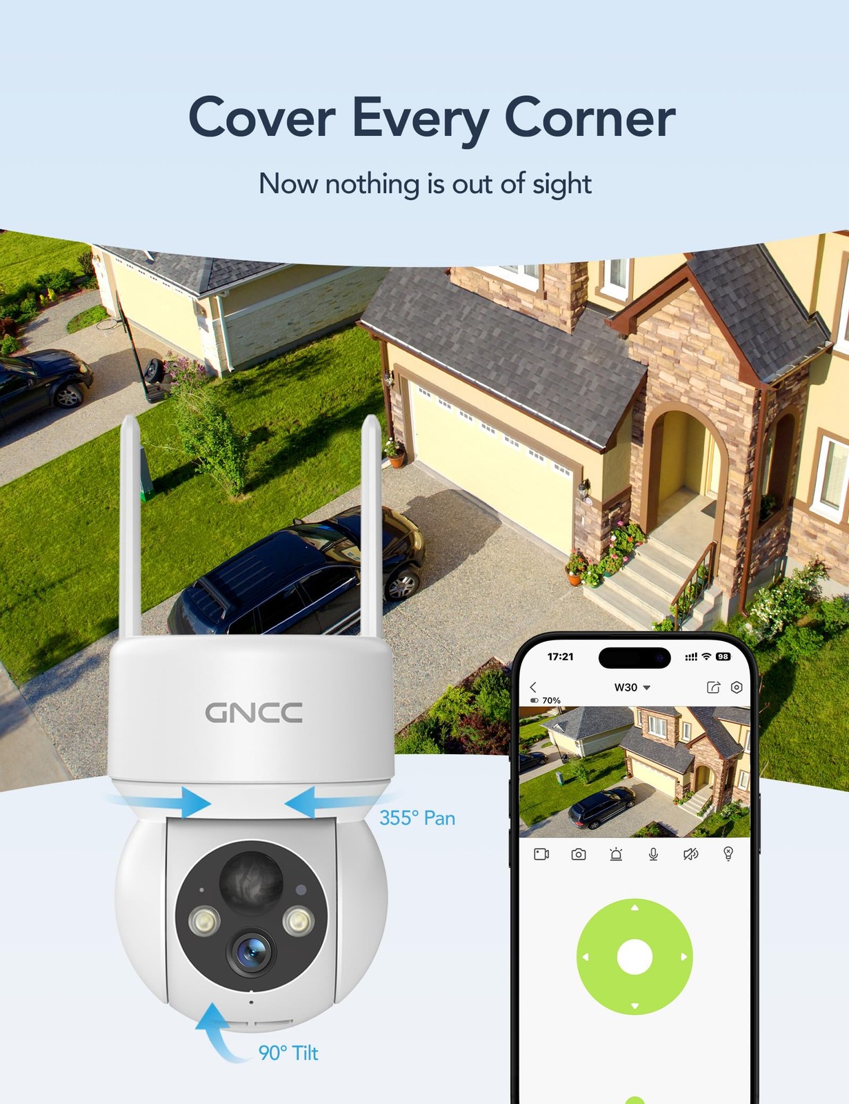 Solar Security Cameras Wireless Outdoor 2.4G WiFi, SD/Cloud Storage