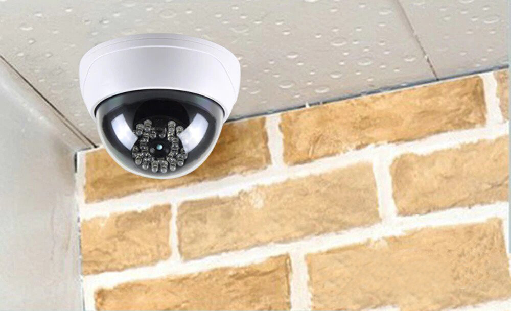 MaximalPower Fake CCTV Security Dummy Dome Camera w/ Red LED Light for Home Lot