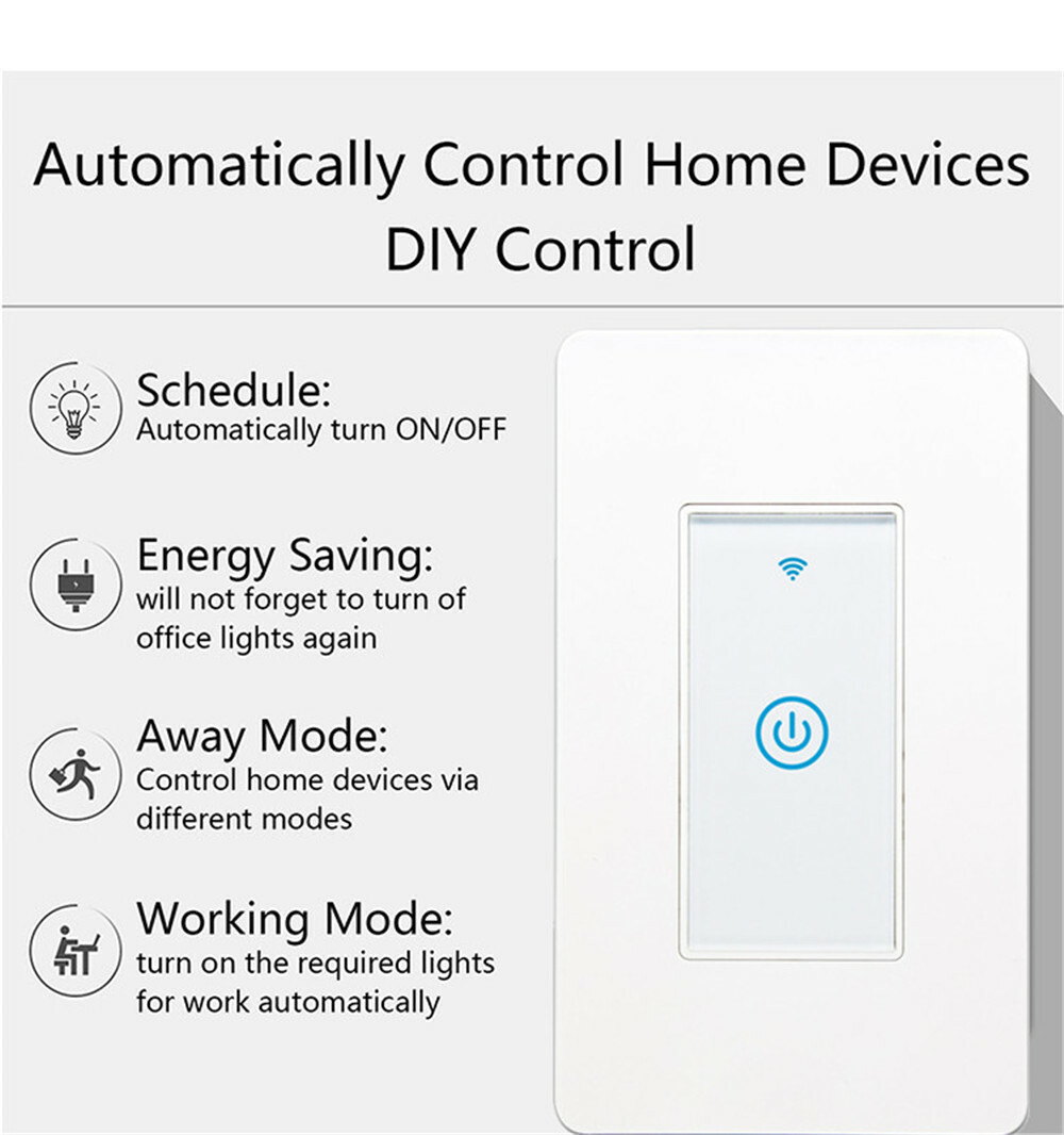 Smart WIFI Light Wall Switch Works with Alexa Google Home IFTTT Safety life App
