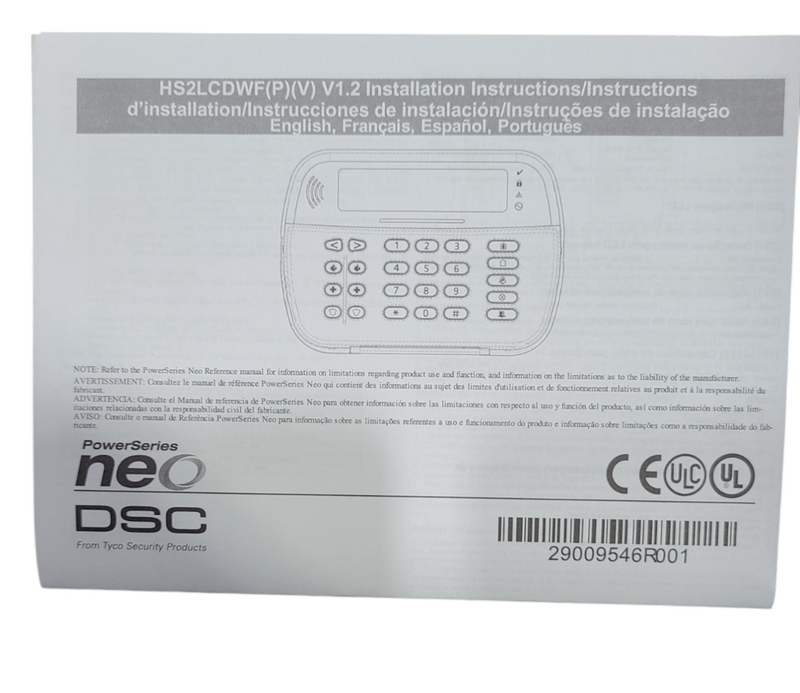 DSC NEO Hills Tyco PowerG Wireless Keypad Proximity KeyFob HS2LCDWFPV4 NEW Alarm