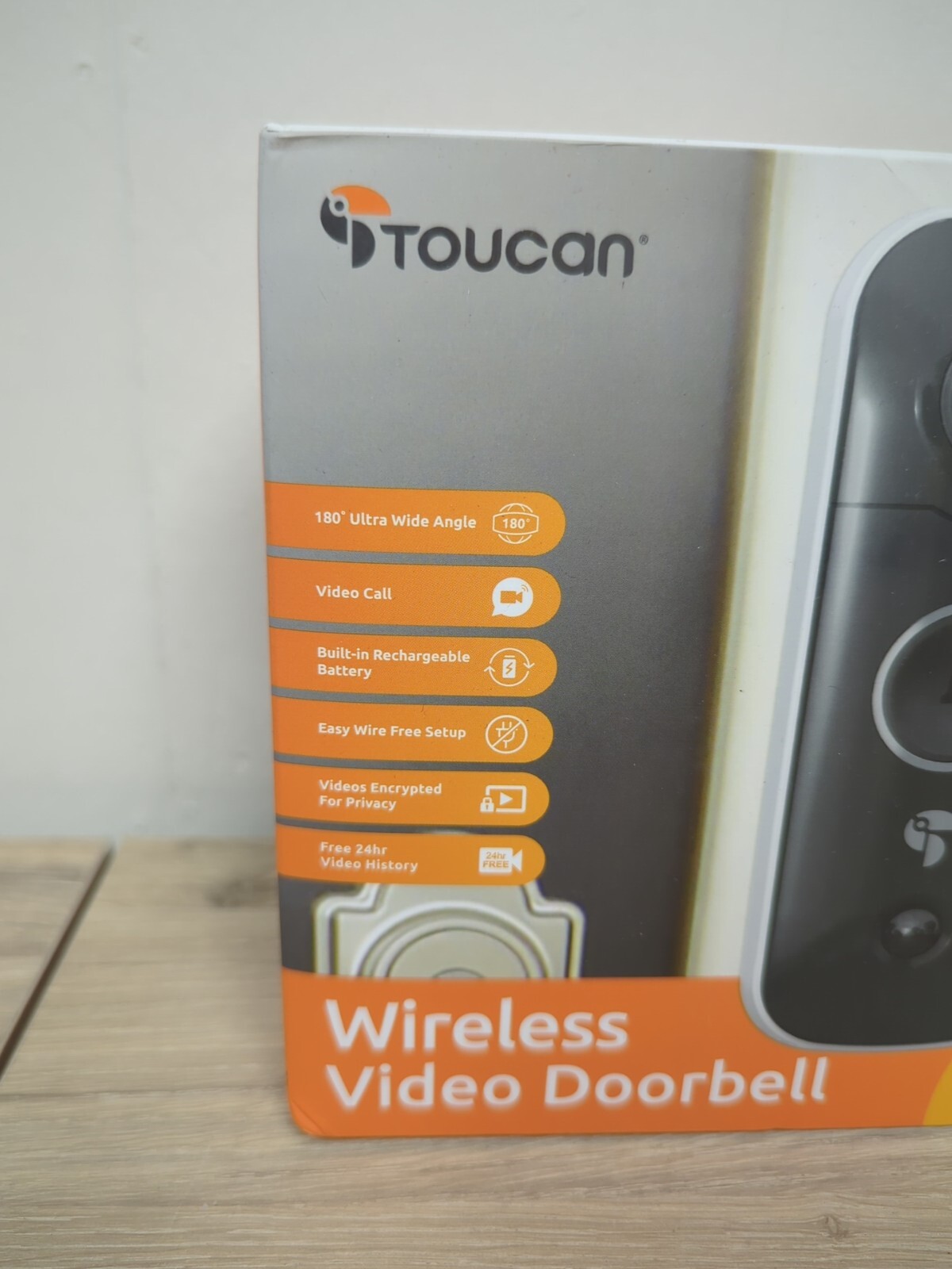NEW Toucan Wireless Video Doorbell System w/ Rechargeable Battery Live Feed App