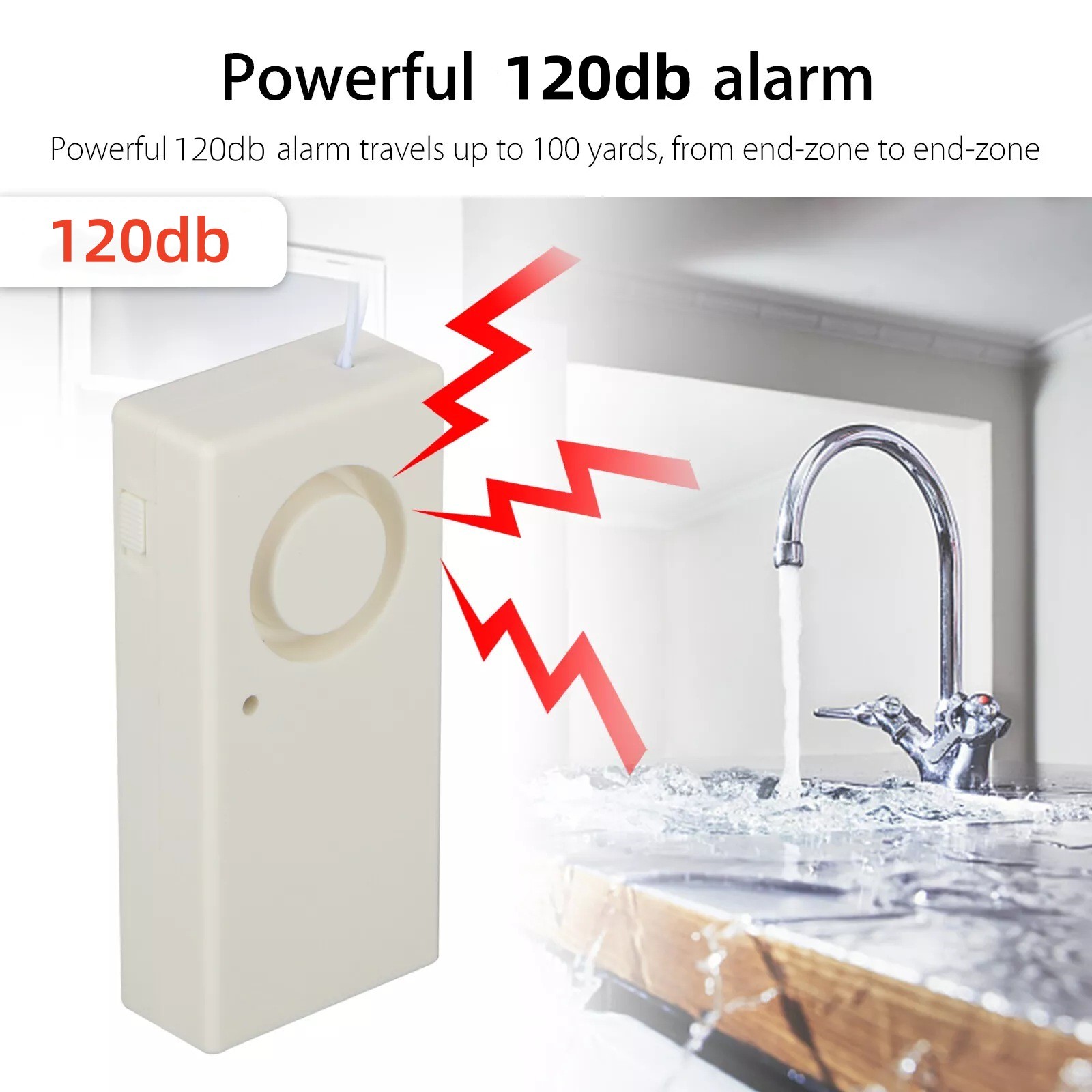 New Water Leak Alarm Flood Level Overflow Detector Sensor Home Security Alert