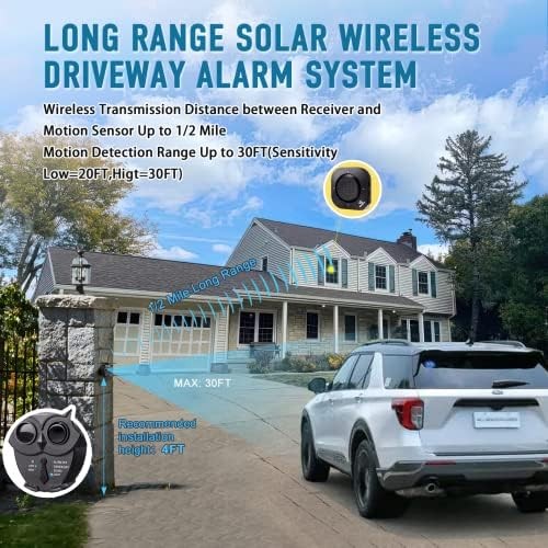Driveway Alarm Systems Weatherproof Outdoor Motion Detector & Sensor with120dB S