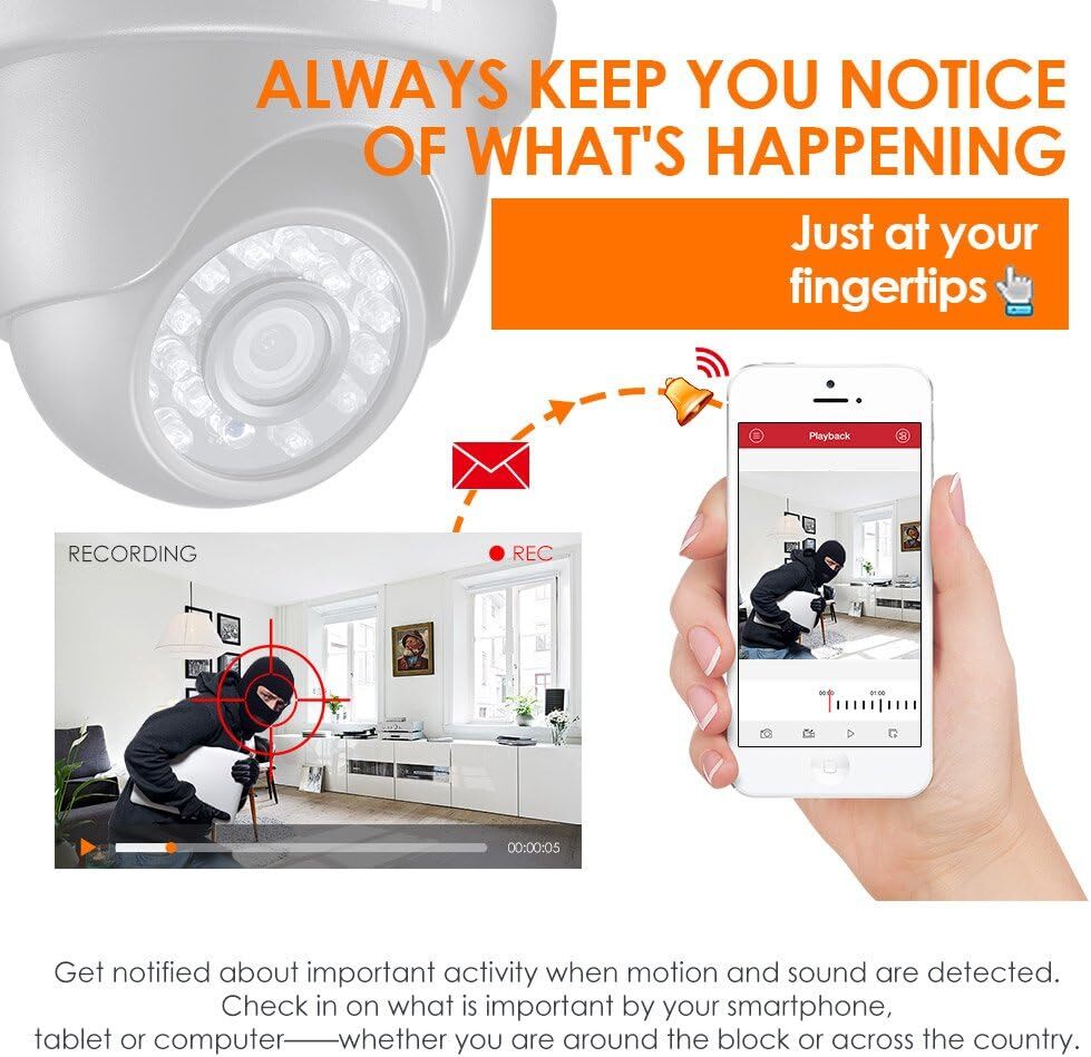 ZOSI 8CH DVR 1080P Outdoor CCTV Security Camera System Night Vision 1TB