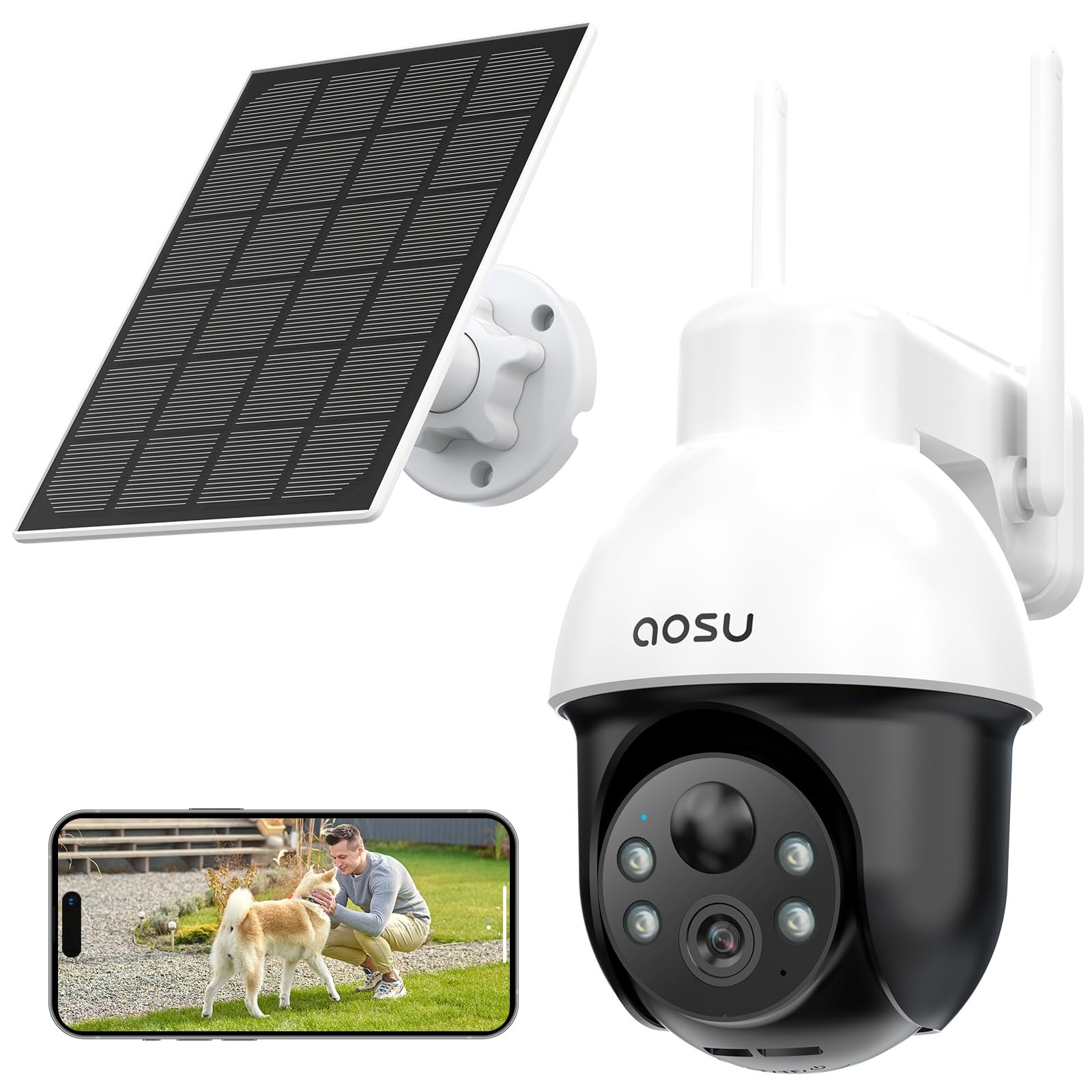 3K 5MP Solar Security Camera Wireless Outdoor PTZ 360° Smart Tracking