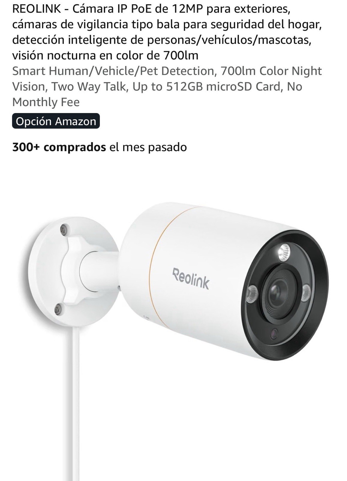 Reolink RLC-1212A 12MP PoE IP Bullet Night Vision Indoor/Outdoor Camera White