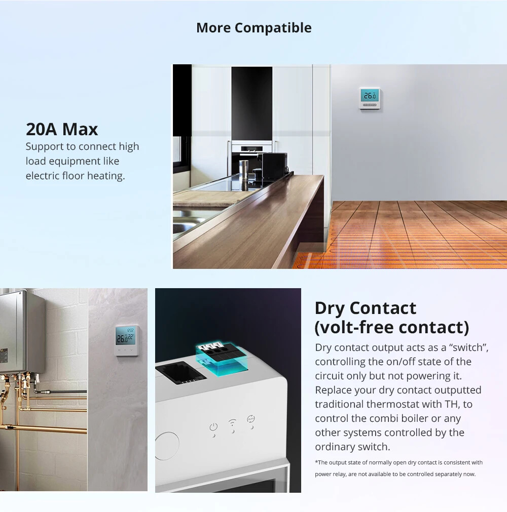 20A Wifi Smart Temperature and Humidity Monitoring Switch THS01 DS18b20 Sensor
