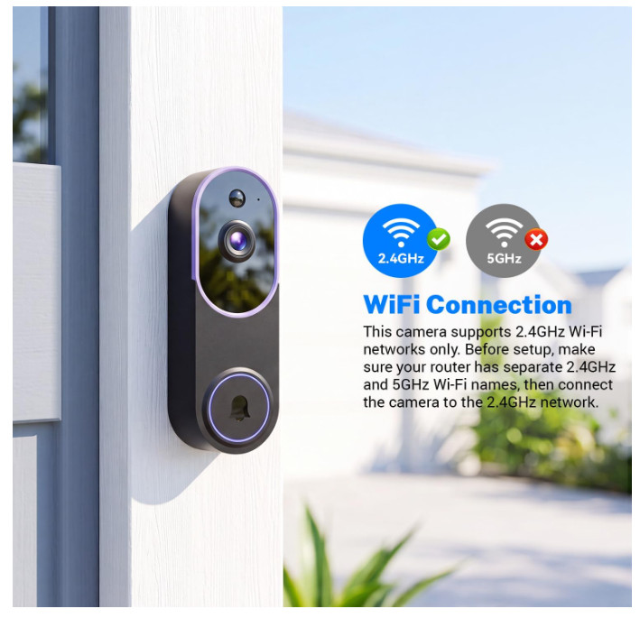 1080P Wireless Video Doorbell Cameras with AI Human Detection & Motion Detection