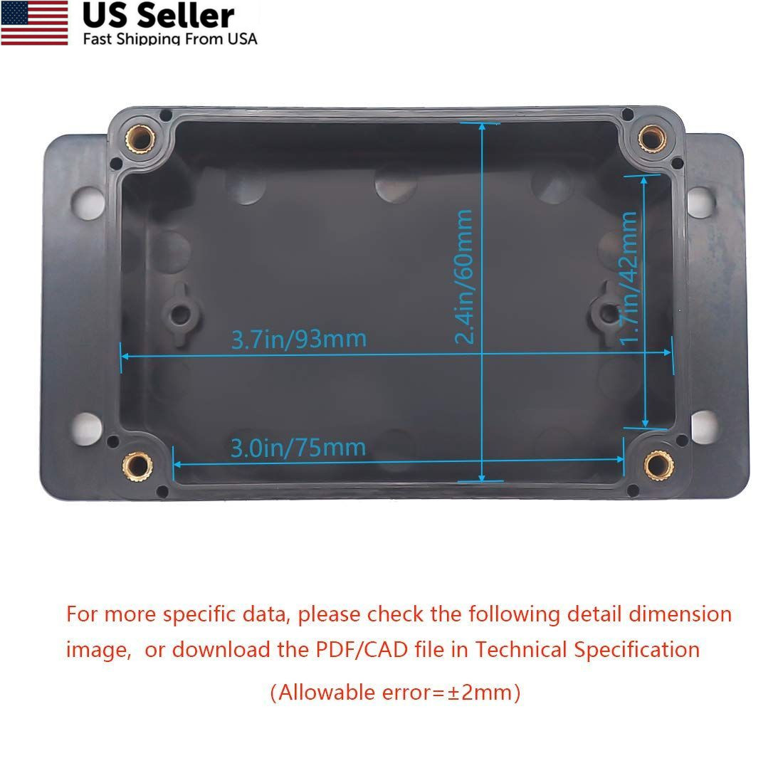 Zulkit Junction Box ABS Plastic 3.94″ x 2.68″ x 1.97″(Pack of 2), Black