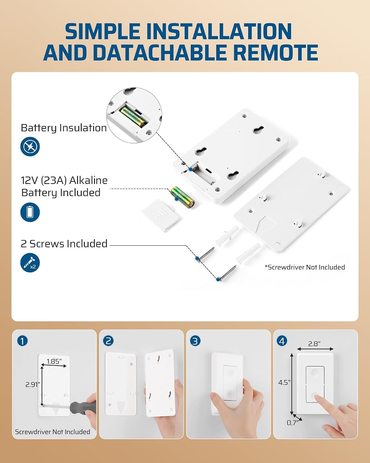 Wireless Remote Control Light Switch – Compact Wall-Mounted Solution, Listed
