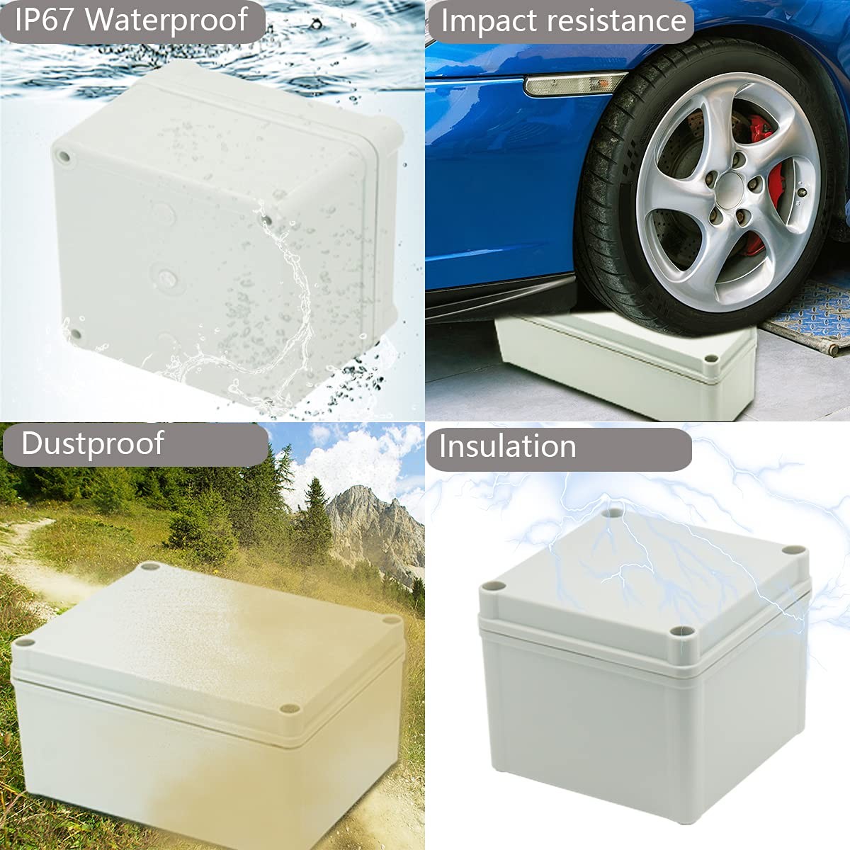 Zulkit Junction Box ABS Plastic Dustproof 3.94″ x x 2.95″, Grey