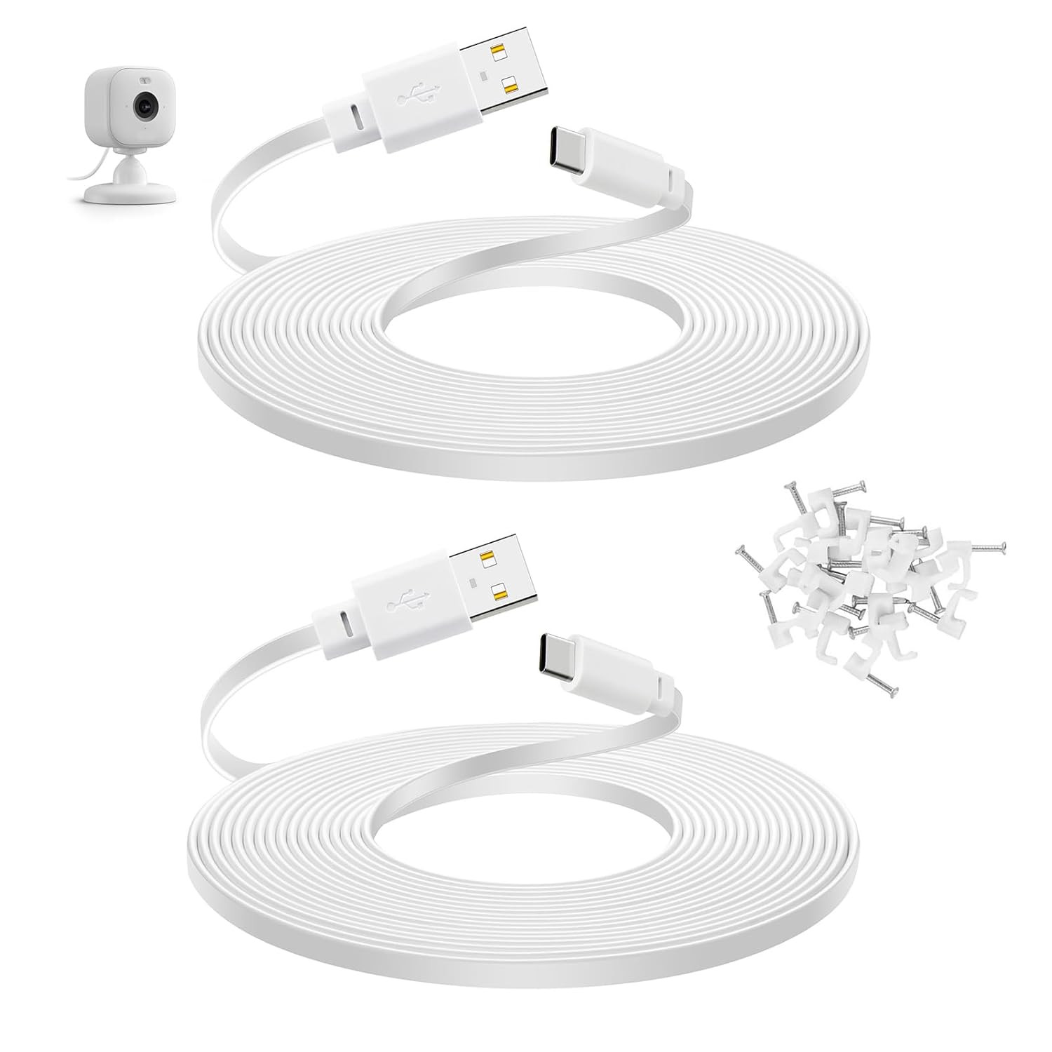 2-Pack 30 Ft Power Cord for Blink Mini 2, Blink Outdoor 4 Camera, Long USB C Ext