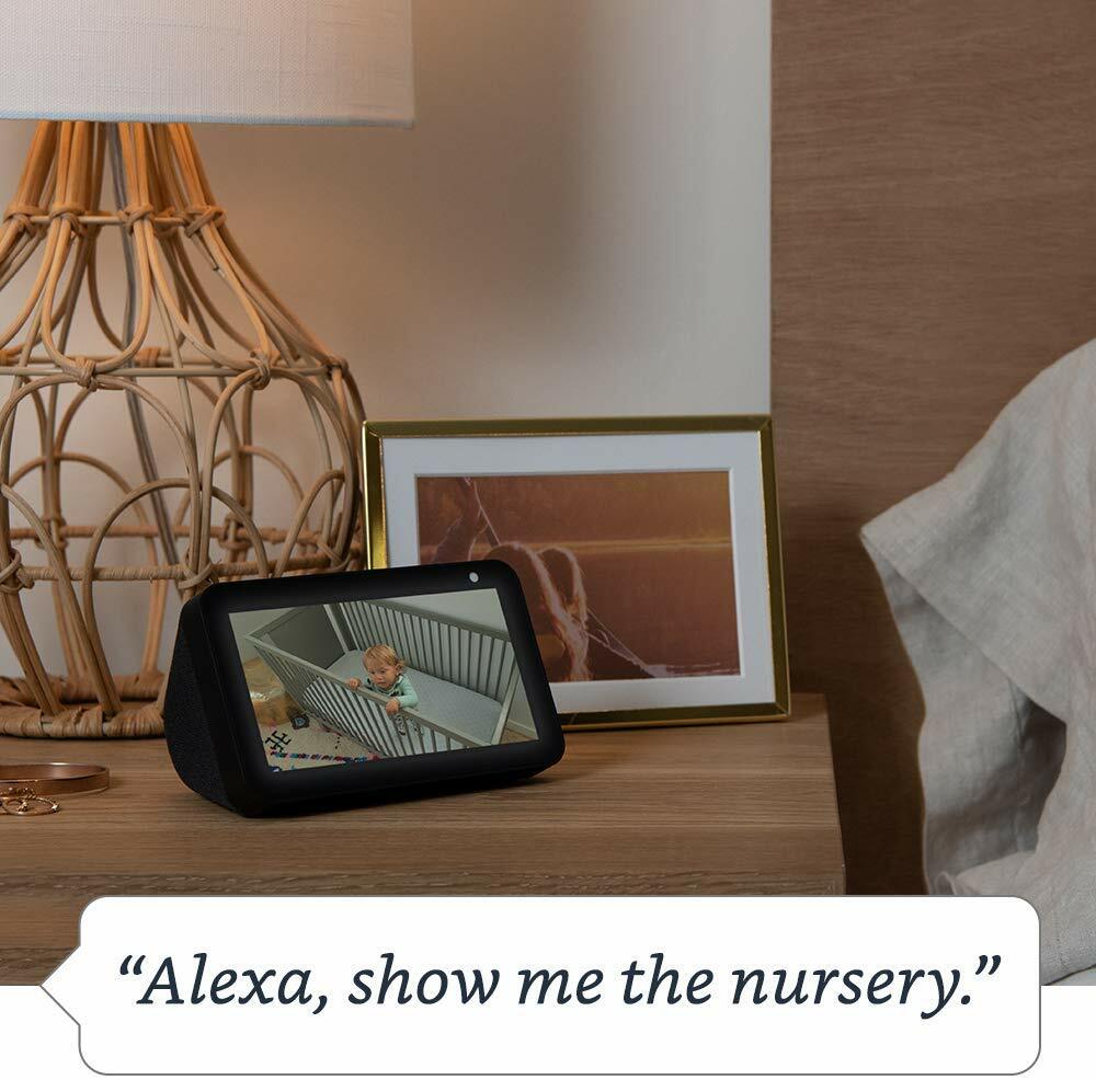 Echo show device compact 5.5in screen, desktop smart speaker electronic camera