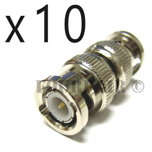 10 Pack Lot – BNC Barrel Coupler CCTV RF Video RG59 RG6 Adapter Male to Male M/M