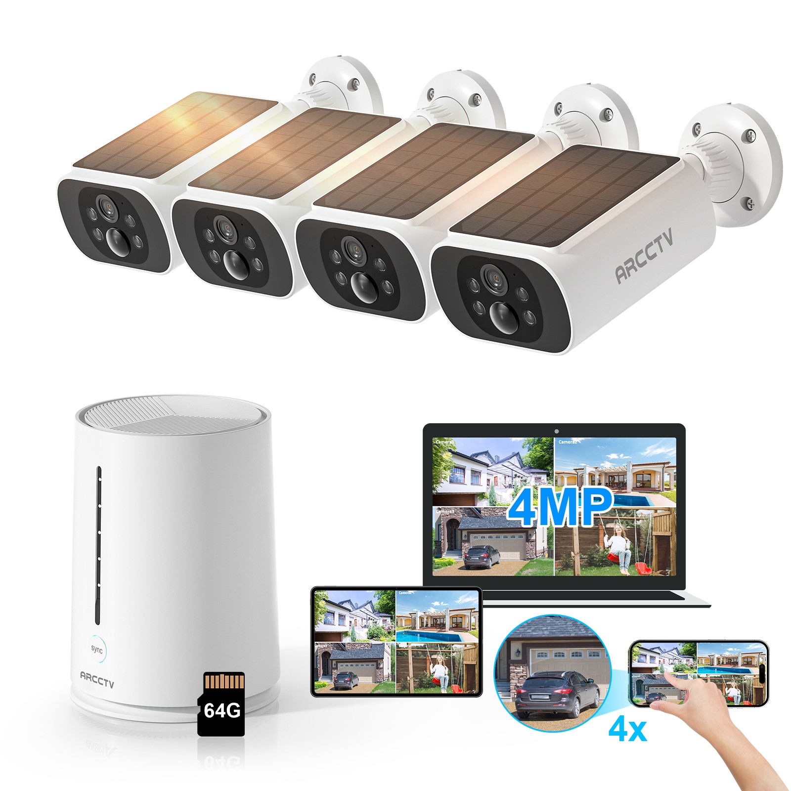 ARCCTV Solar Battery Power Security Camera Wireless System Outdoor WiFi IP CCTV